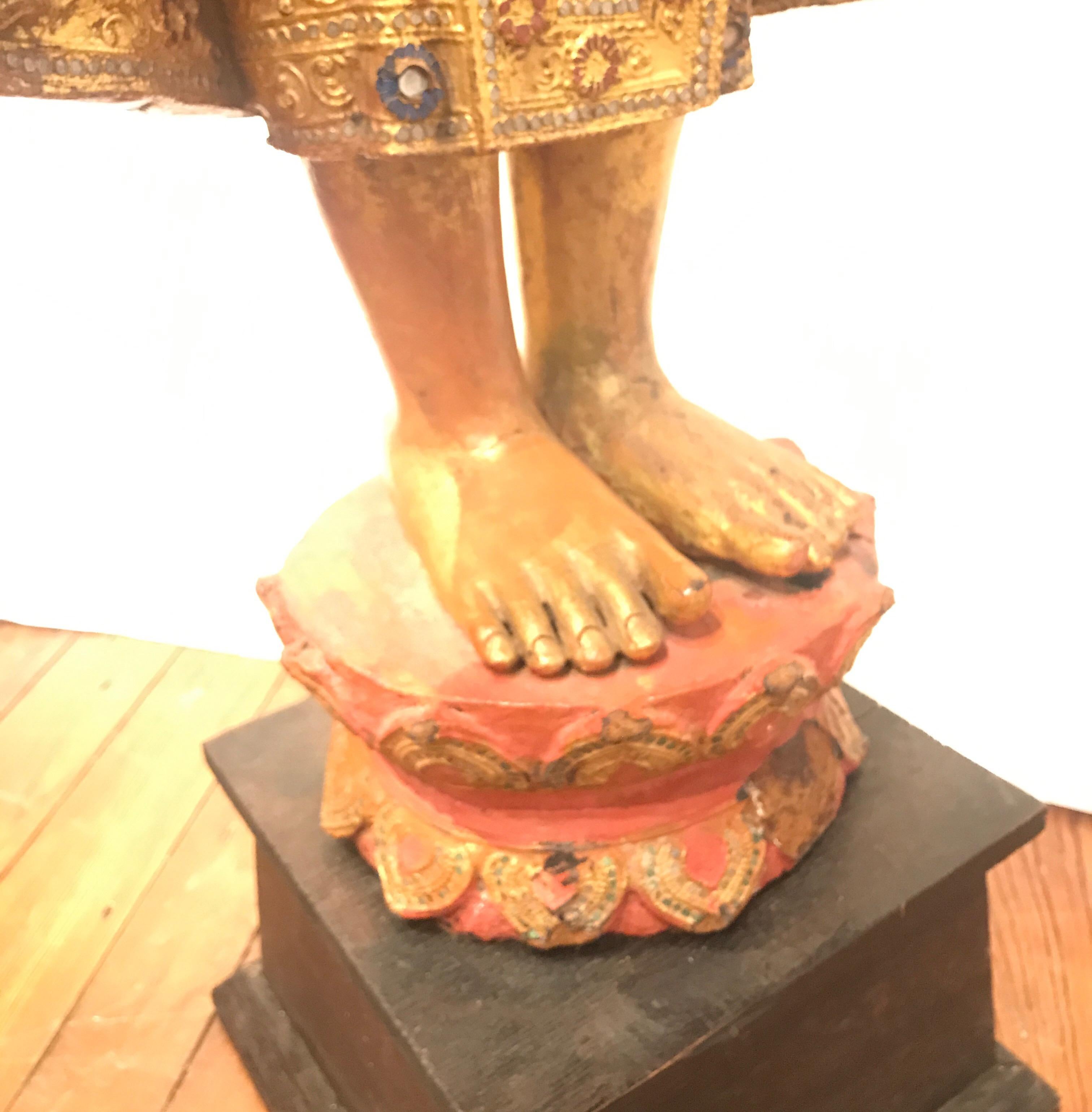 Large Carved Giltwood Thai Buddha 5