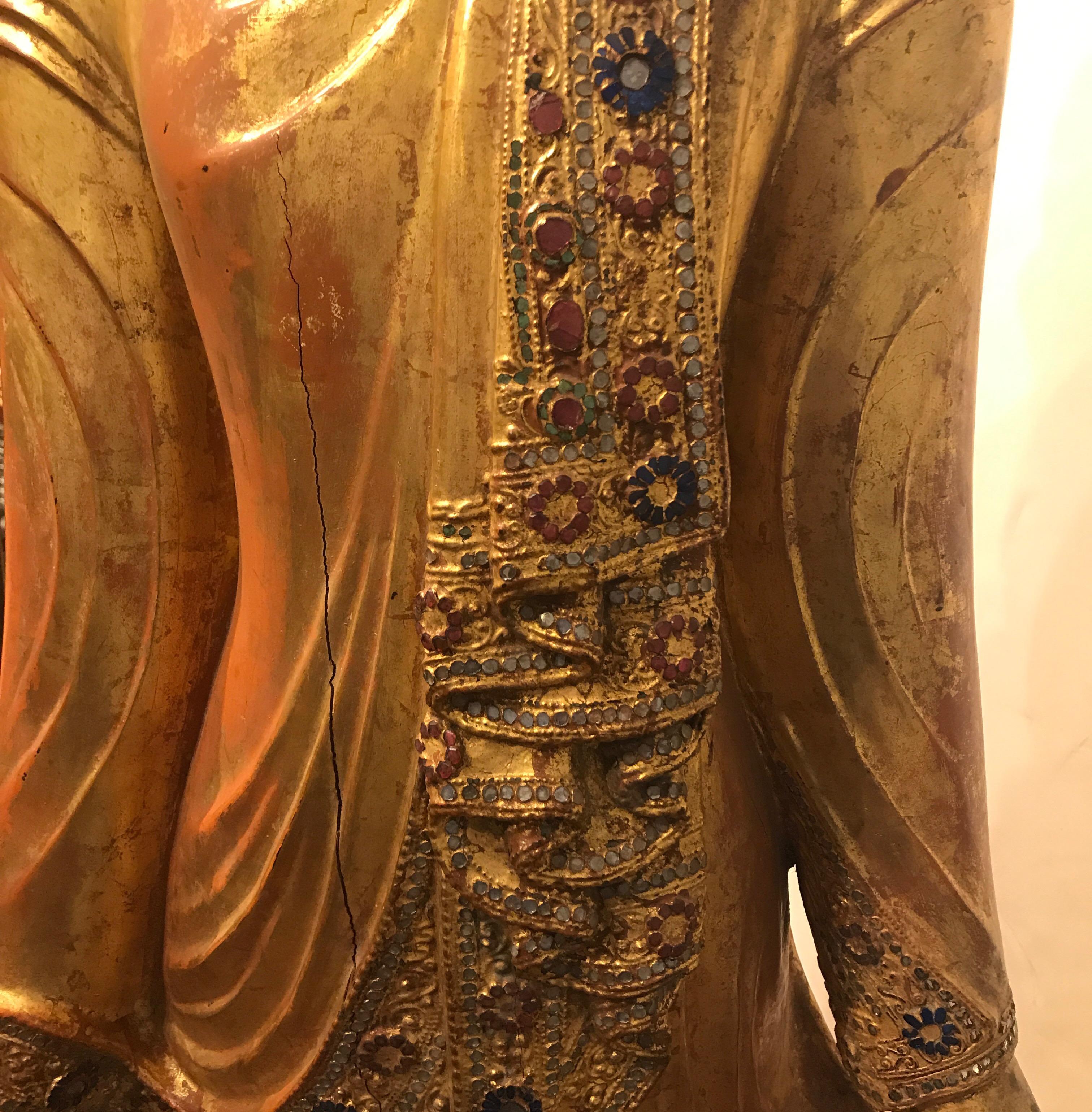 Large Carved Giltwood Thai Buddha 6