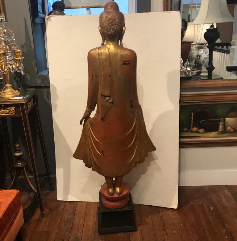 Large Carved Giltwood Thai Buddha For Sale at 1stDibs