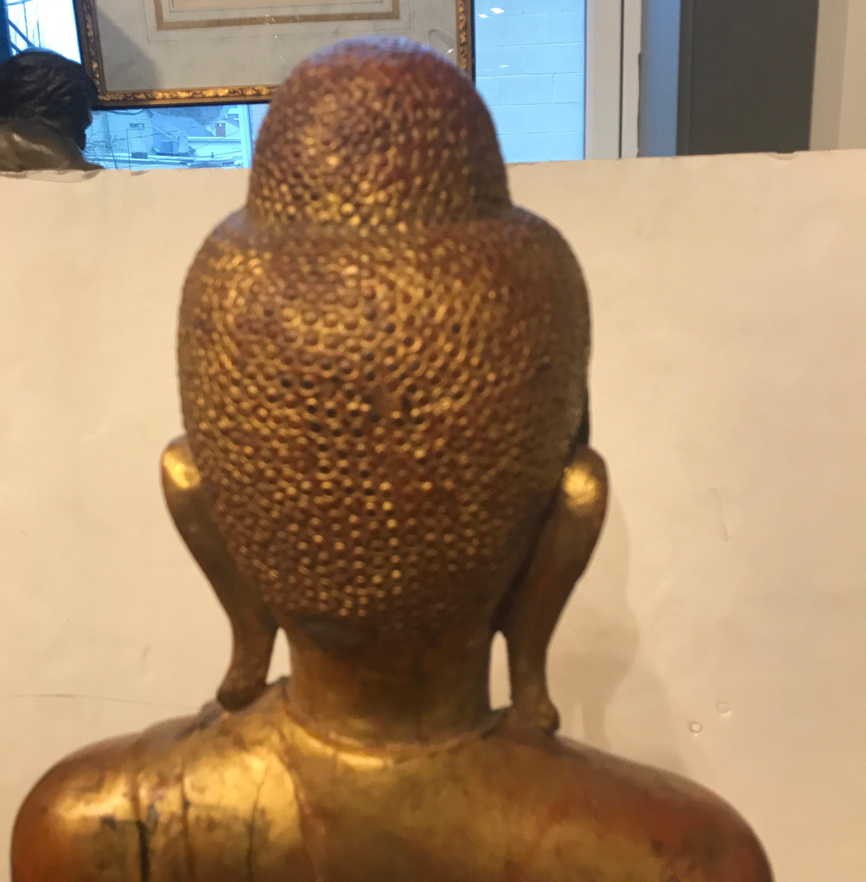 Large Carved Giltwood Thai Buddha 2