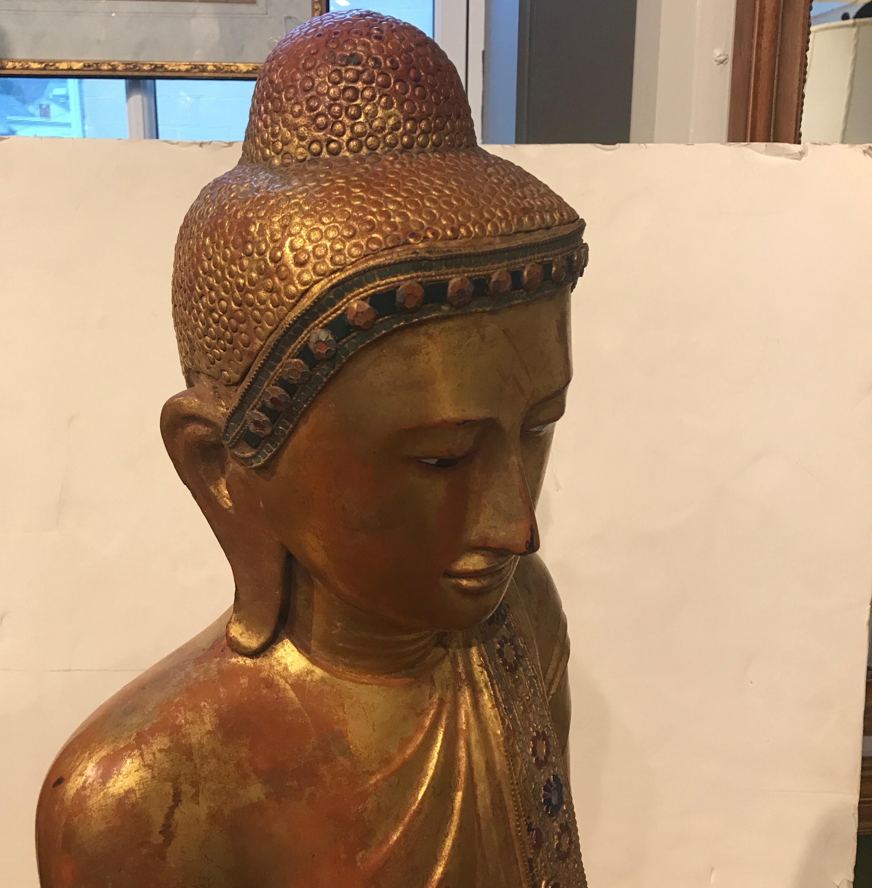 Large Carved Giltwood Thai Buddha 3