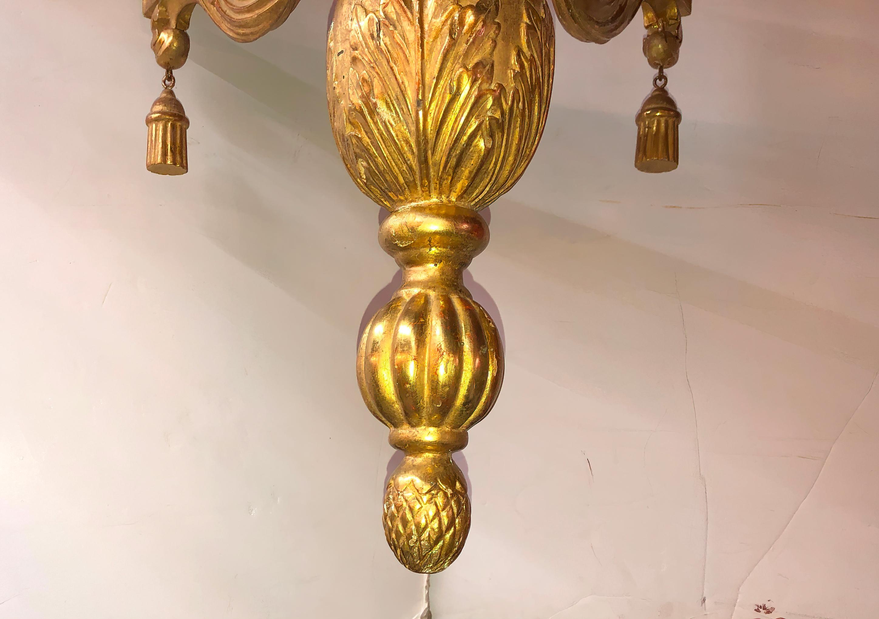 French Large Carved Giltwood Chandelier