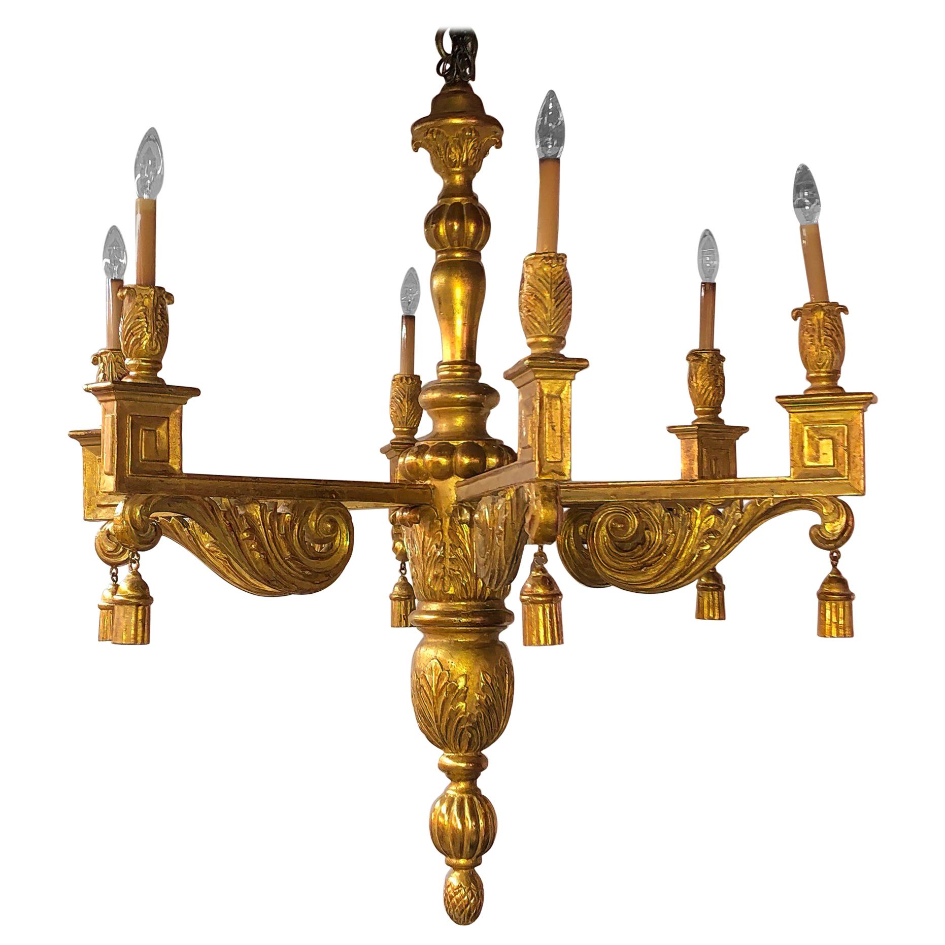 Large Carved Giltwood Chandelier