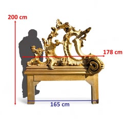 Grande tête de lit en bois sculpté, H200cm, 20e siècle