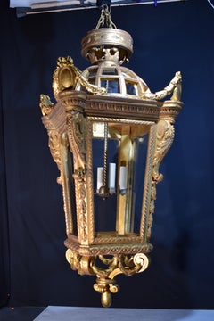 Large Carved Giltwood Lantern from a Gilded Age Mansion.