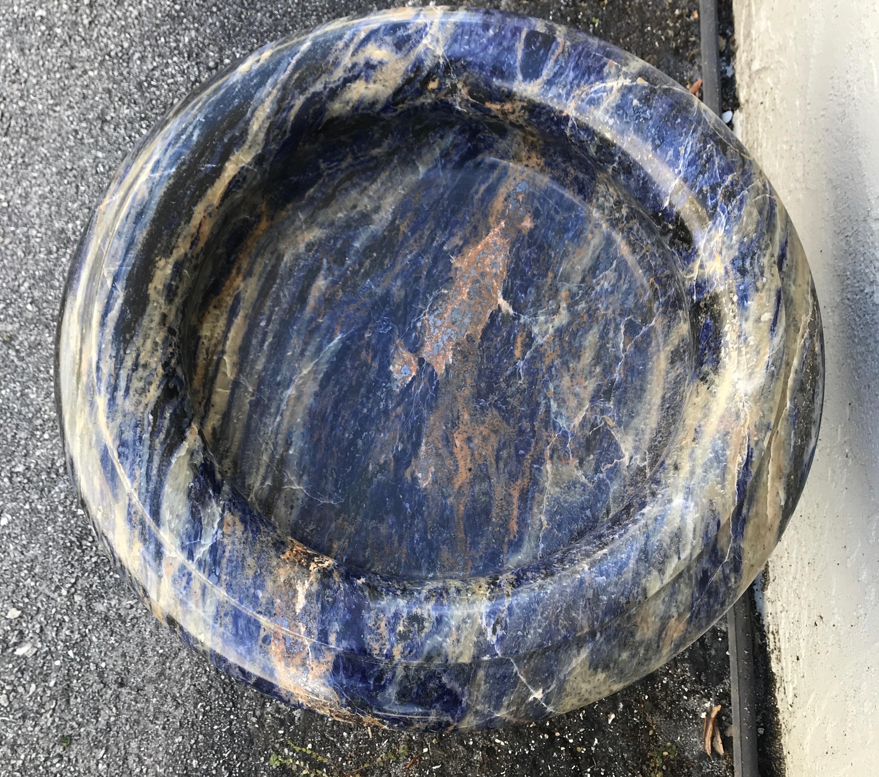 Large Carved Italian Blue Lapis Marble Urn Centerpiece 6