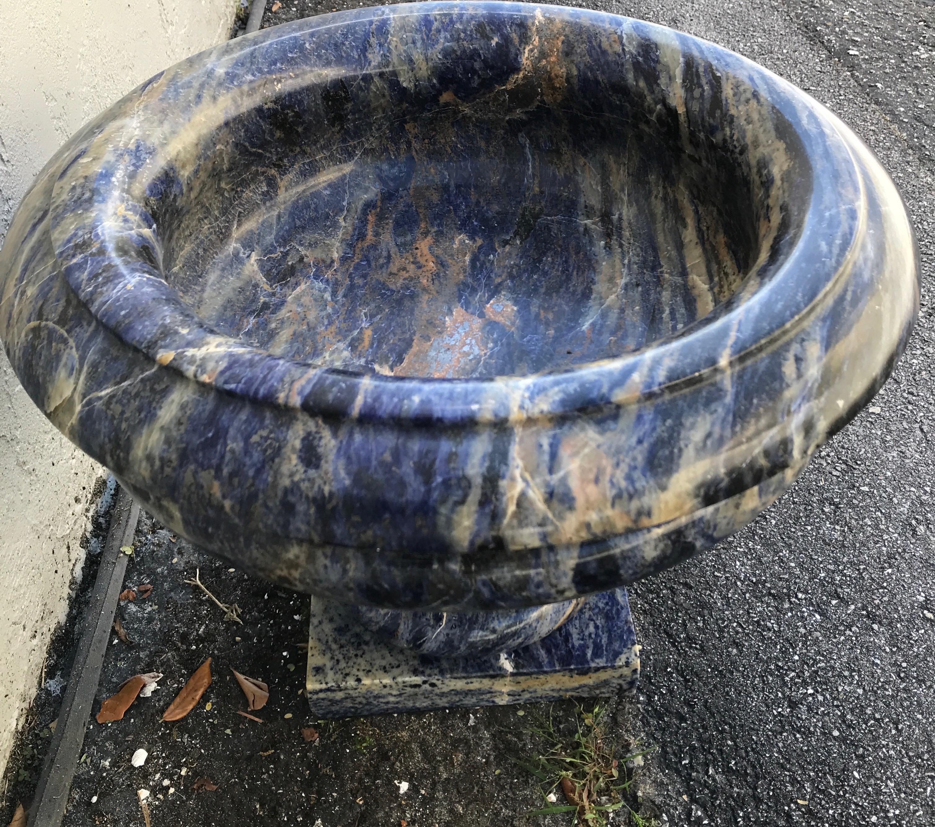 Large Carved Italian Blue Lapis Marble Urn Centerpiece 8