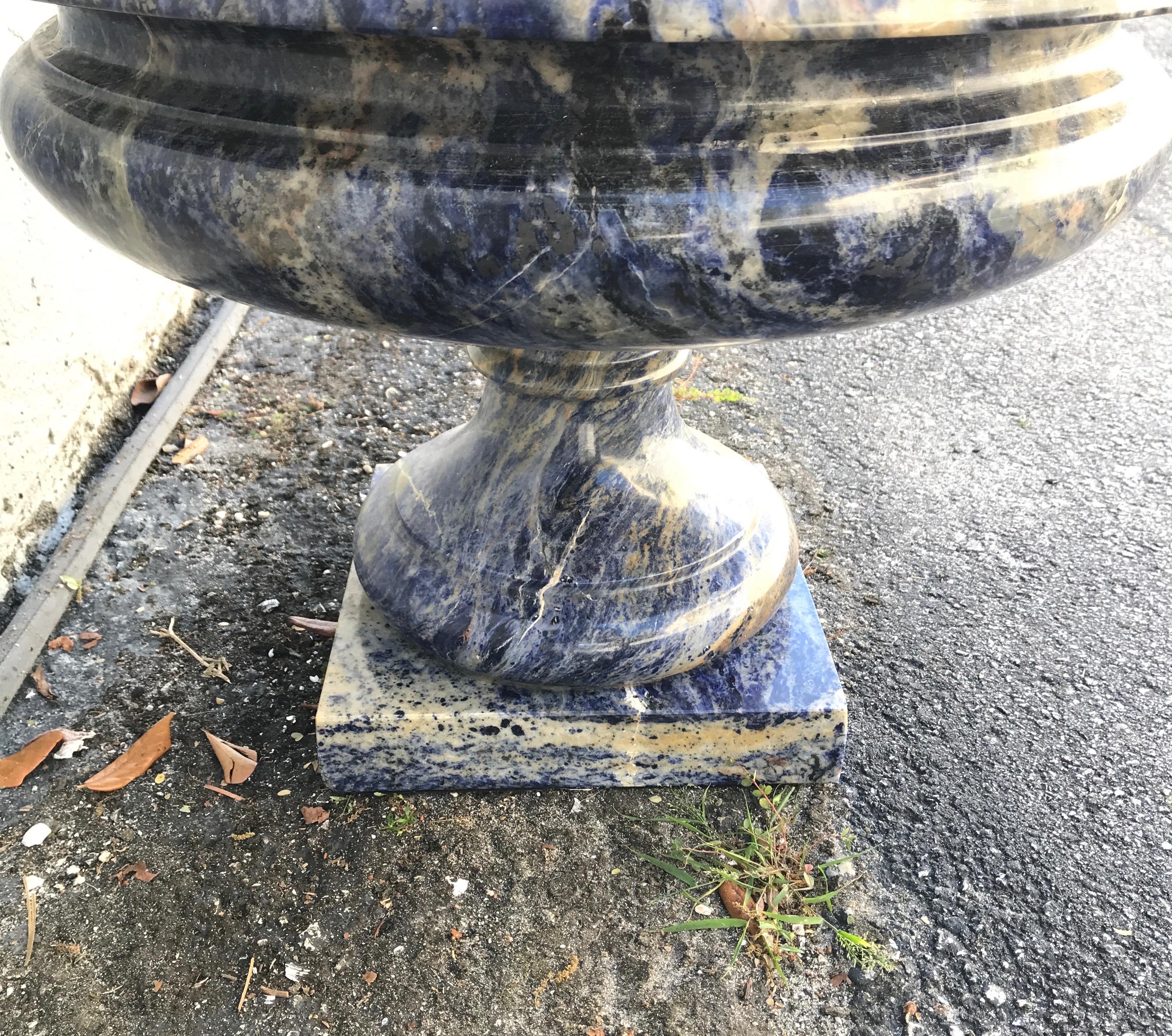 Large Carved Italian Blue Lapis Marble Urn Centerpiece 9