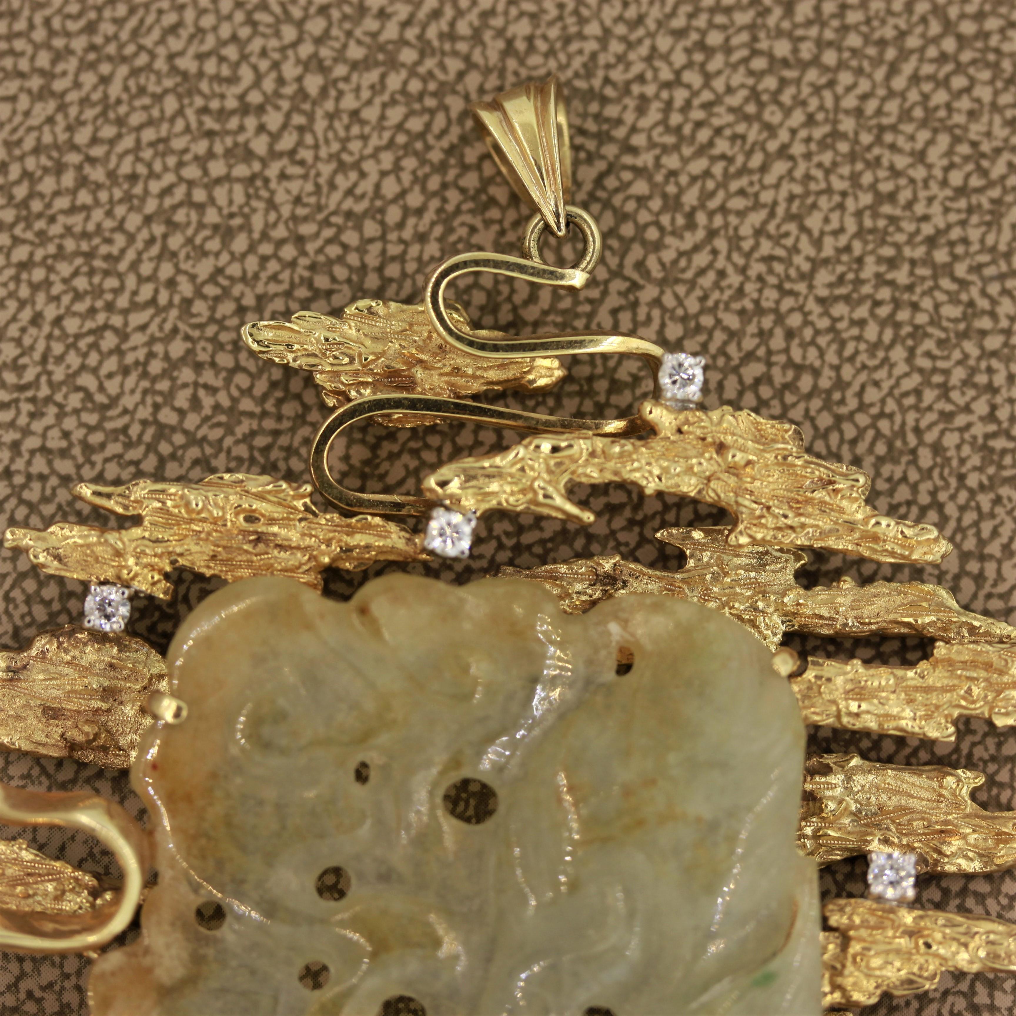 jade pendant with diamonds