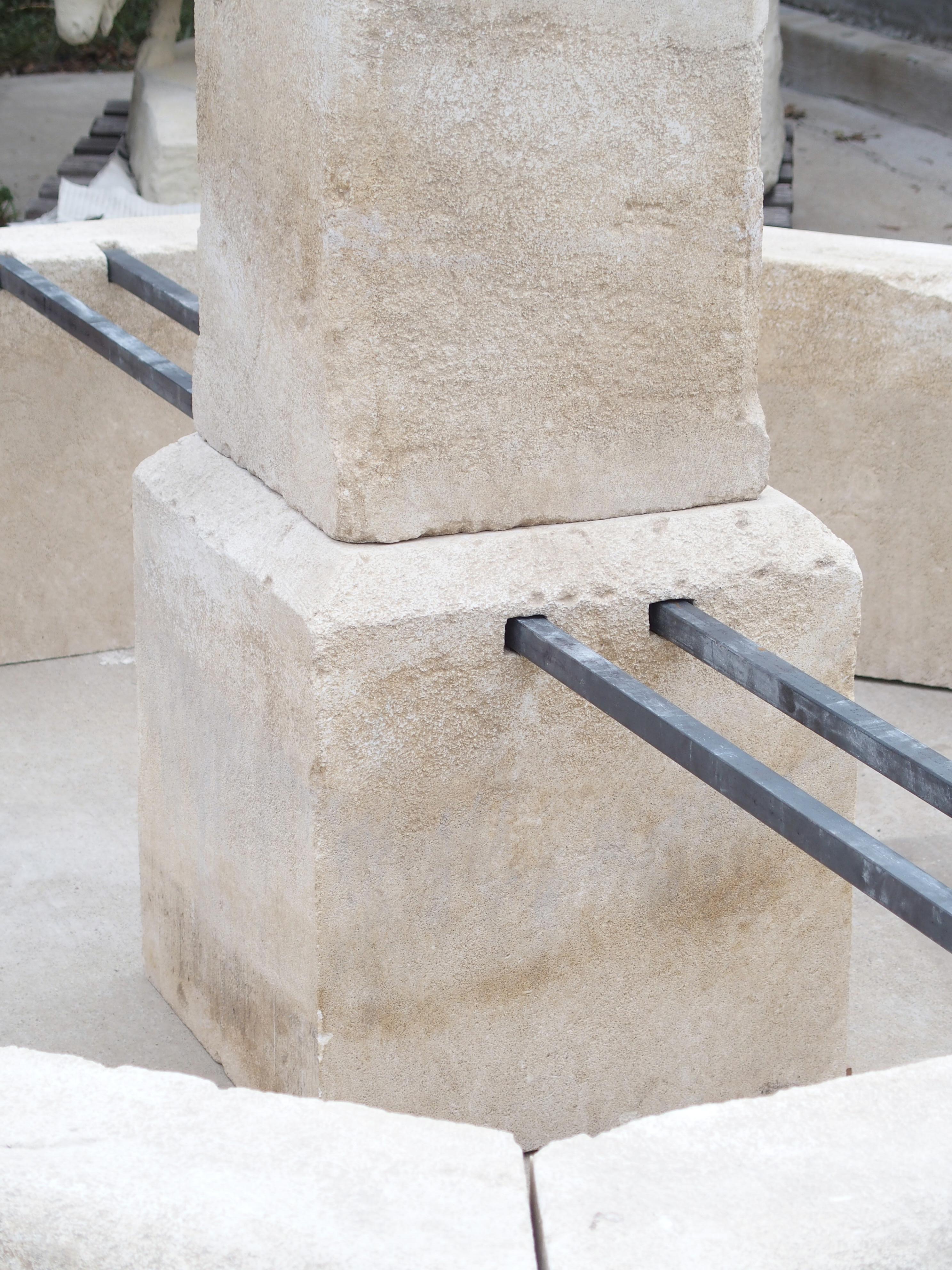 Large Carved Limestone 4-Spout Center Village Fountain from Provence, France 4