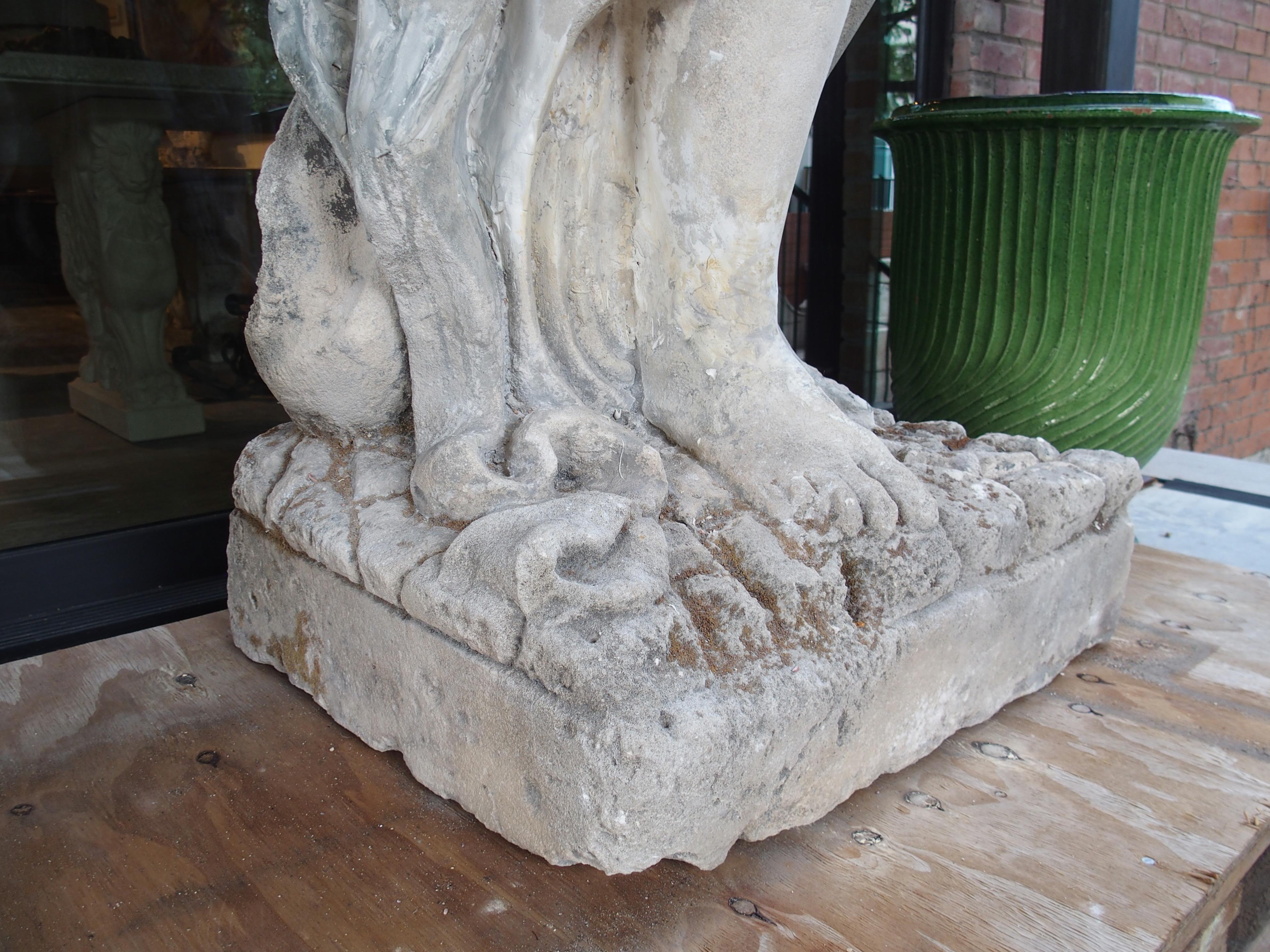 Large Carved Limestone Garden Statue from a Property in Nice, France, Circa 1860 For Sale 2