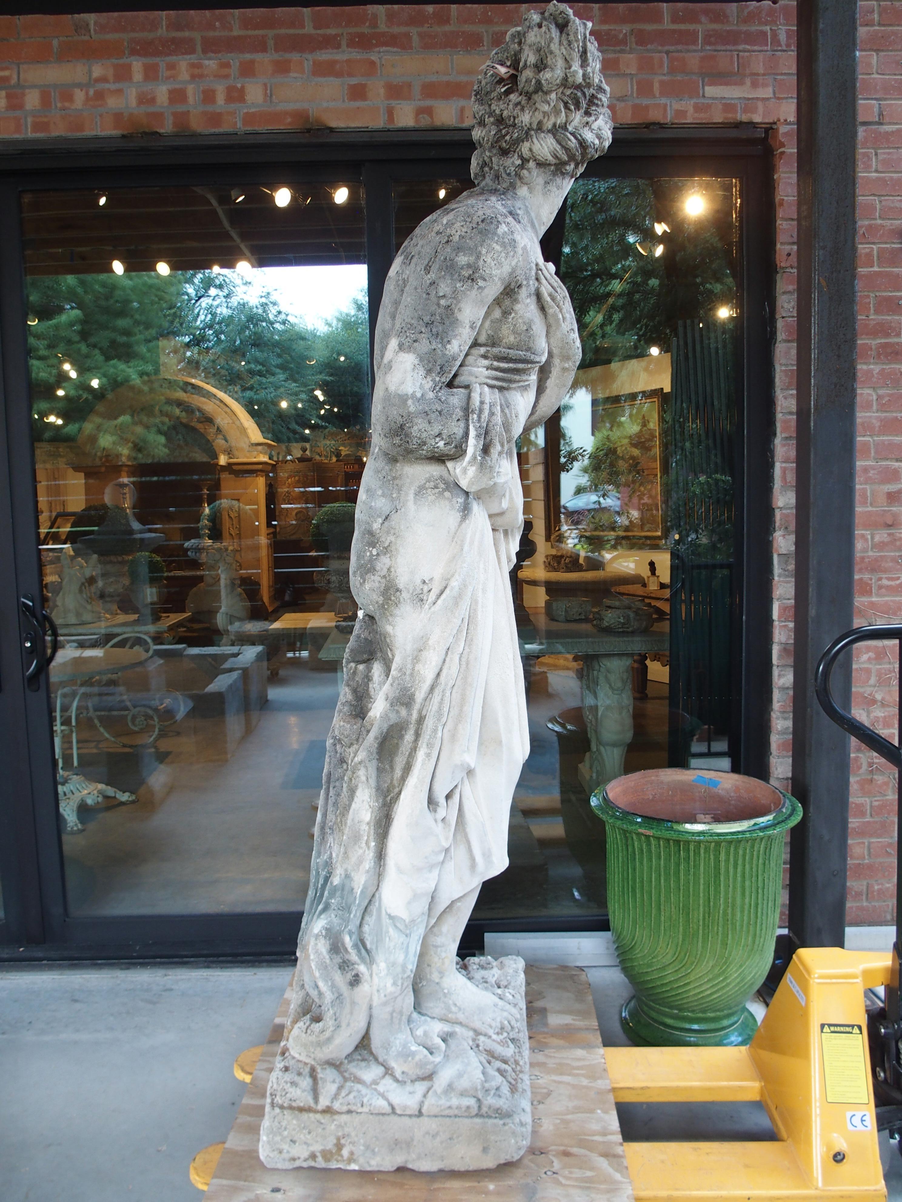 Large Carved Limestone Garden Statue from a Property in Nice, France, Circa 1860 For Sale 3