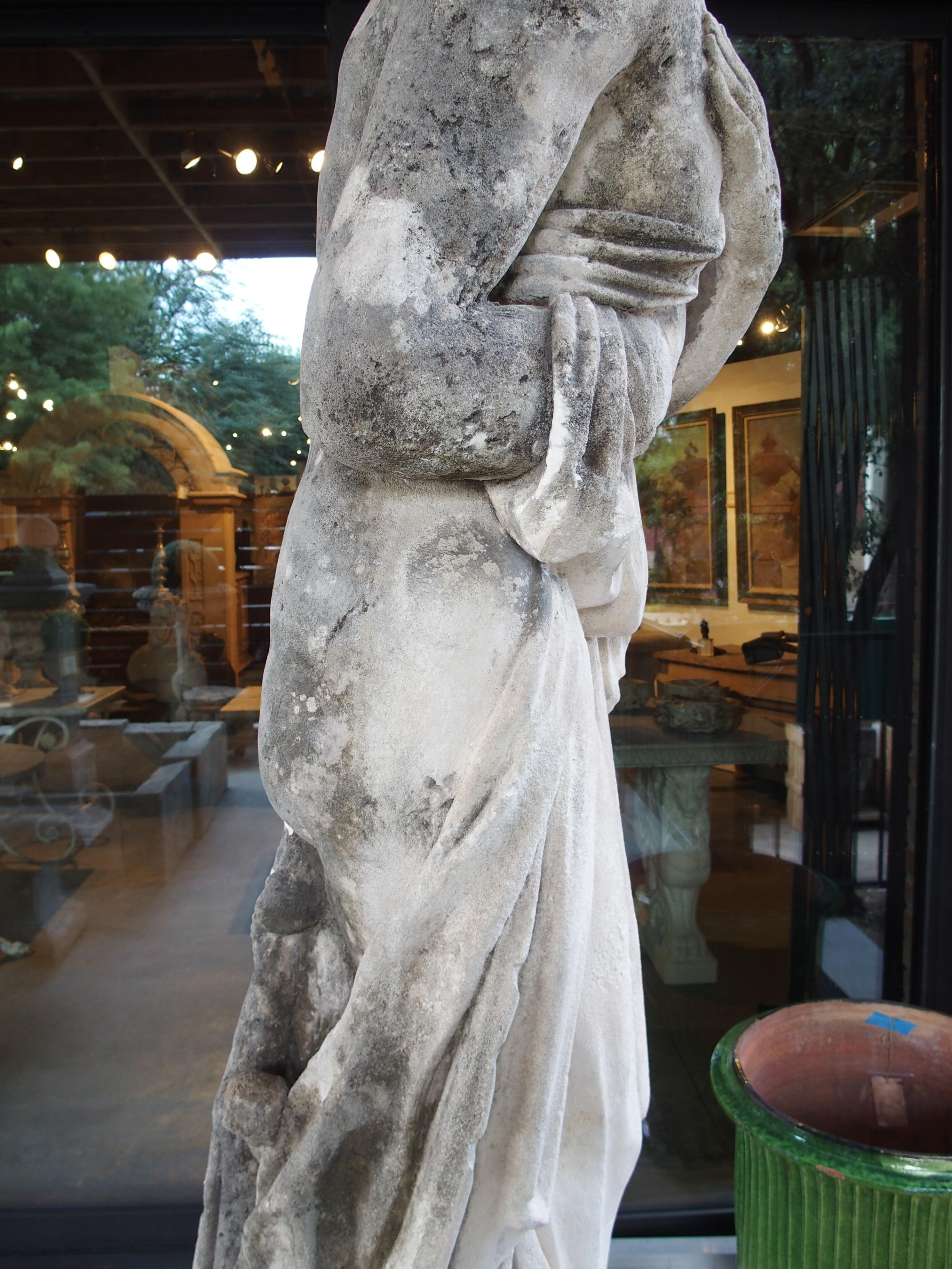 Large Carved Limestone Garden Statue from a Property in Nice, France, Circa 1860 For Sale 4