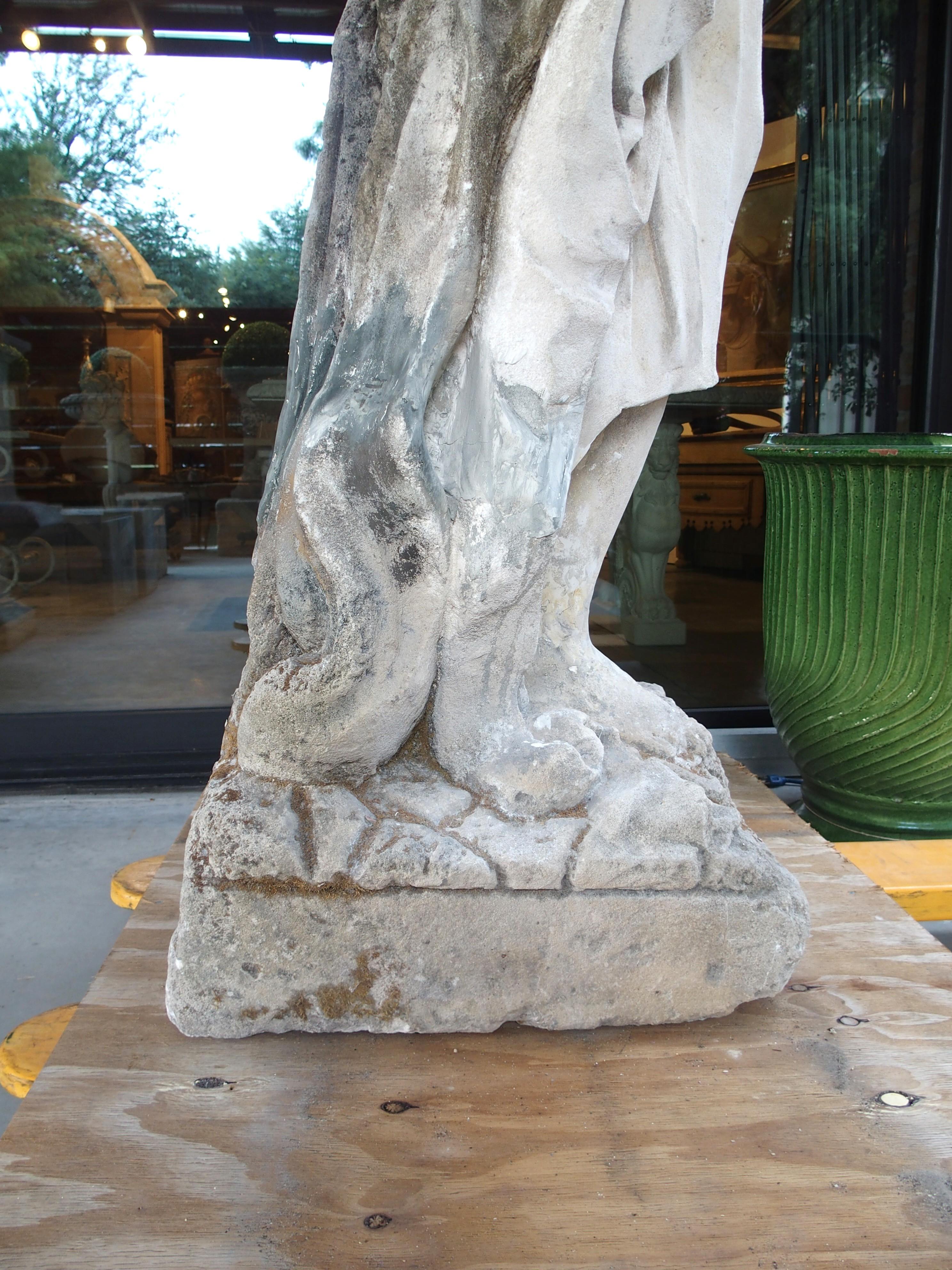 Large Carved Limestone Garden Statue from a Property in Nice, France, Circa 1860 For Sale 5