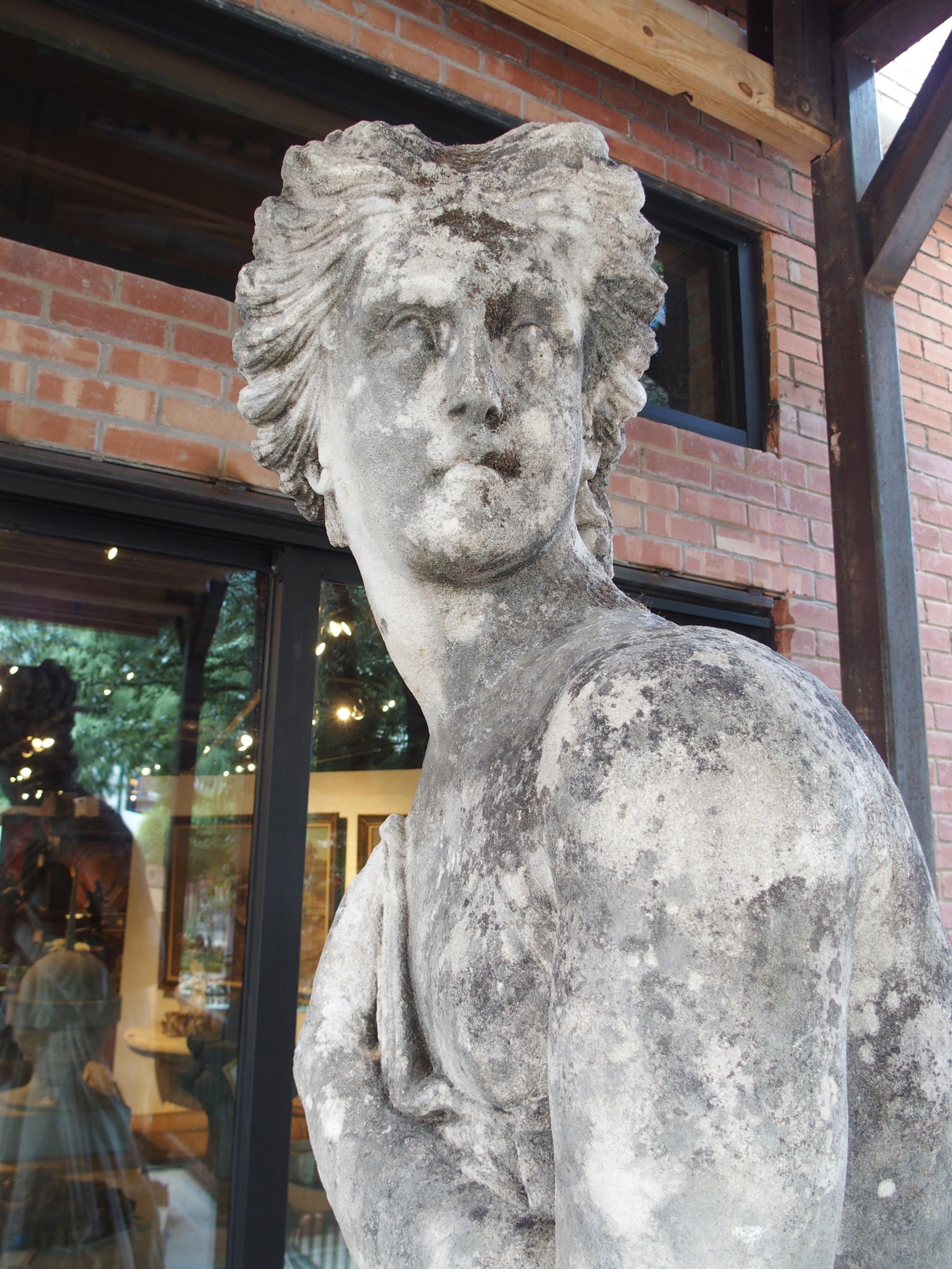 Large Carved Limestone Garden Statue from a Property in Nice, France, Circa 1860 For Sale 6