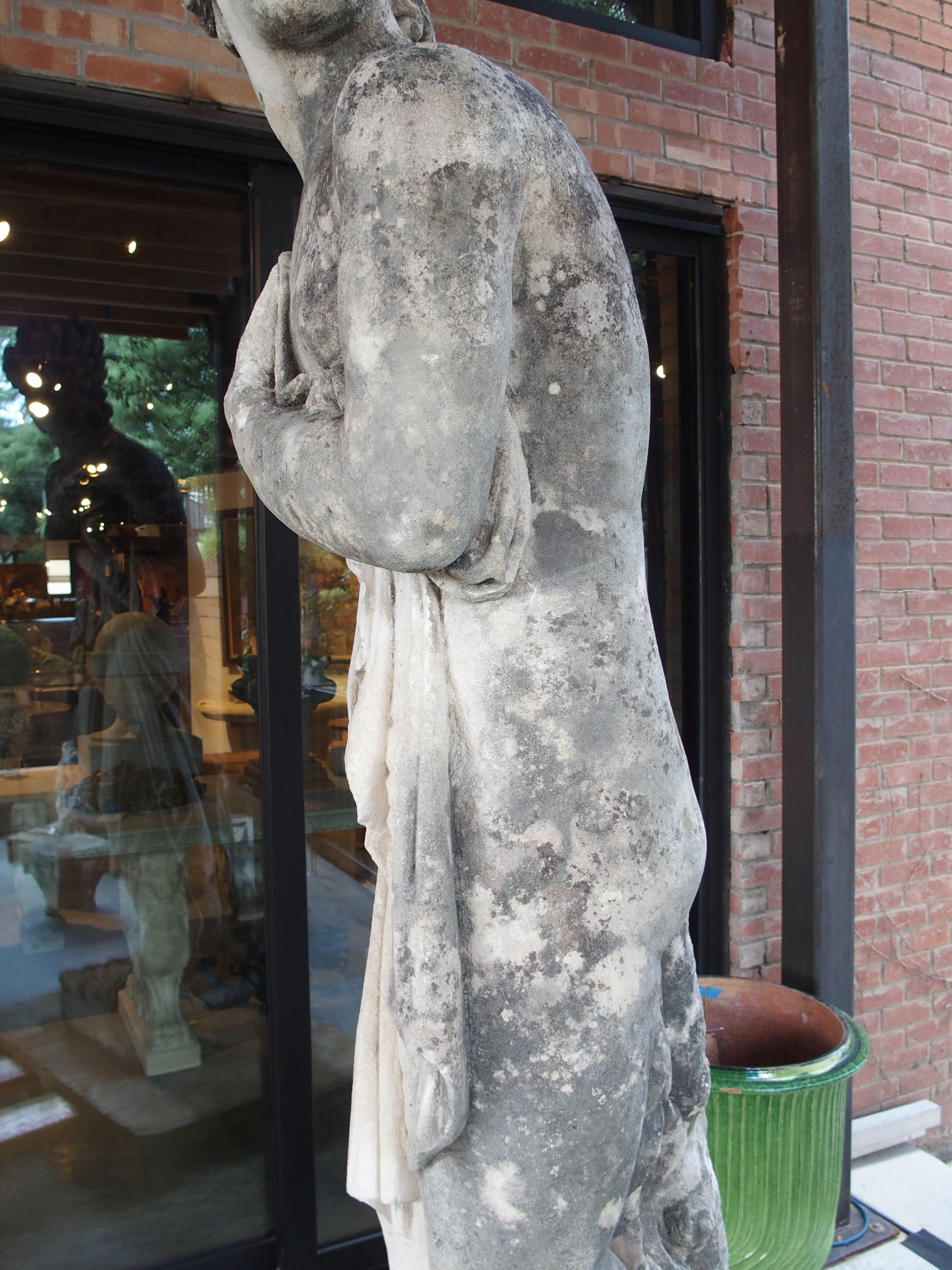 Large Carved Limestone Garden Statue from a Property in Nice, France, Circa 1860 For Sale 7