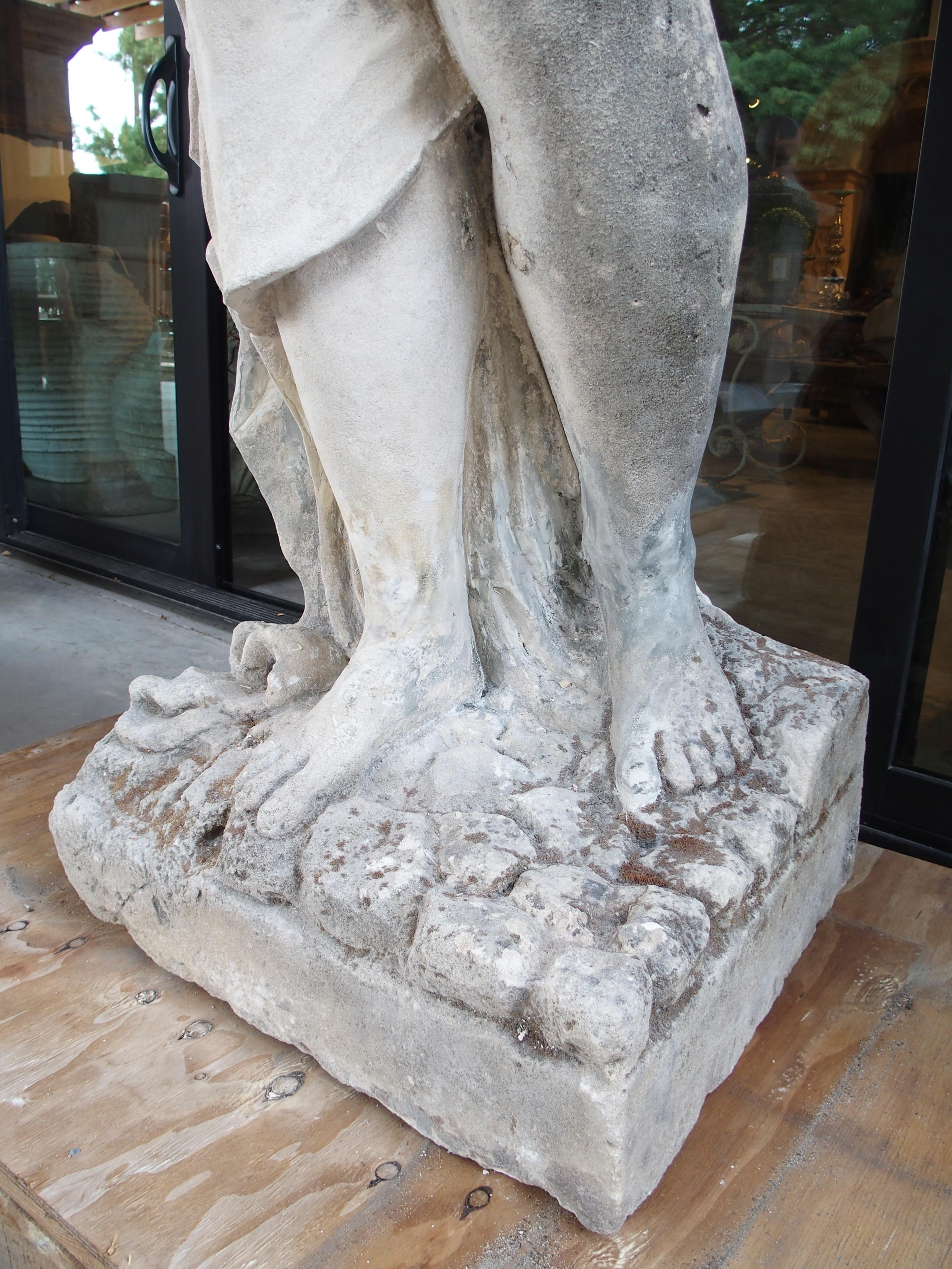 Neoclassical Large Carved Limestone Garden Statue from a Property in Nice, France, Circa 1860 For Sale