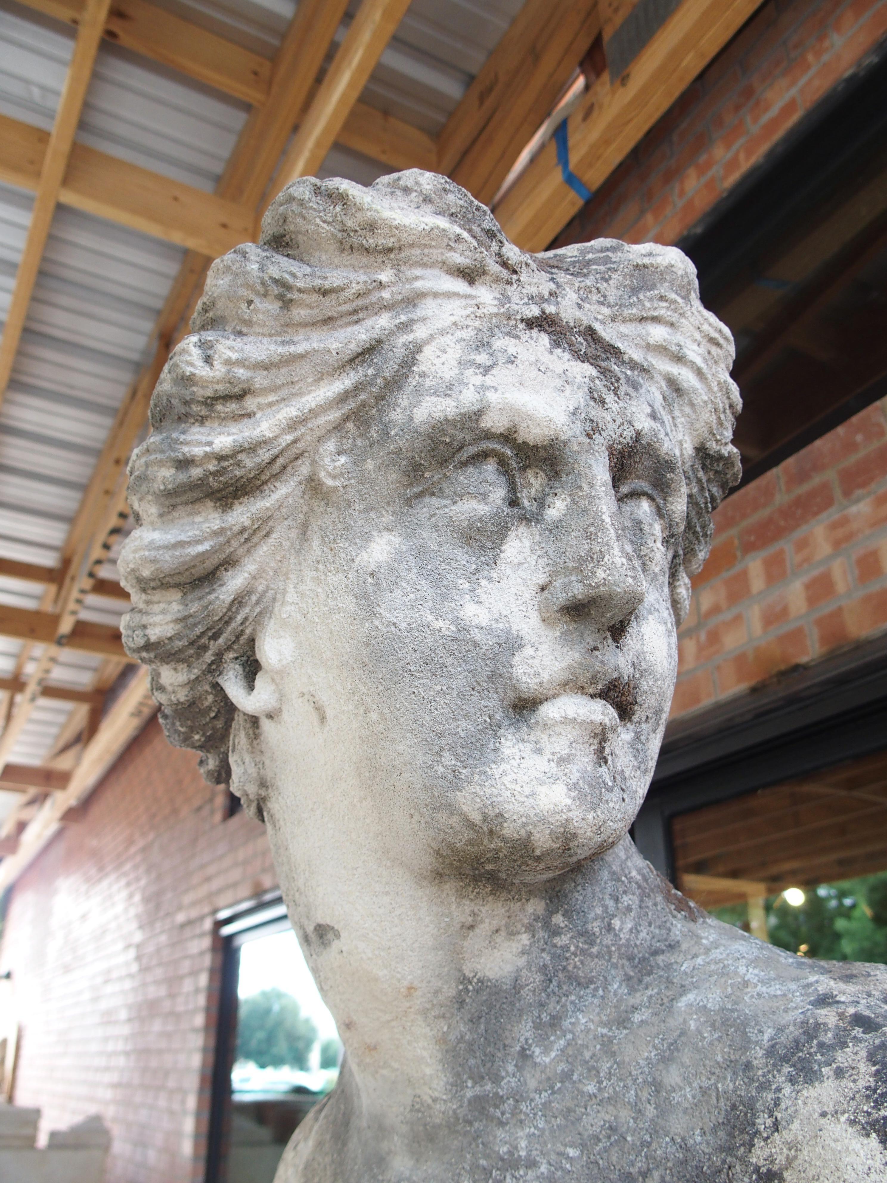 Large Carved Limestone Garden Statue from a Property in Nice, France, Circa 1860 In Good Condition For Sale In Dallas, TX