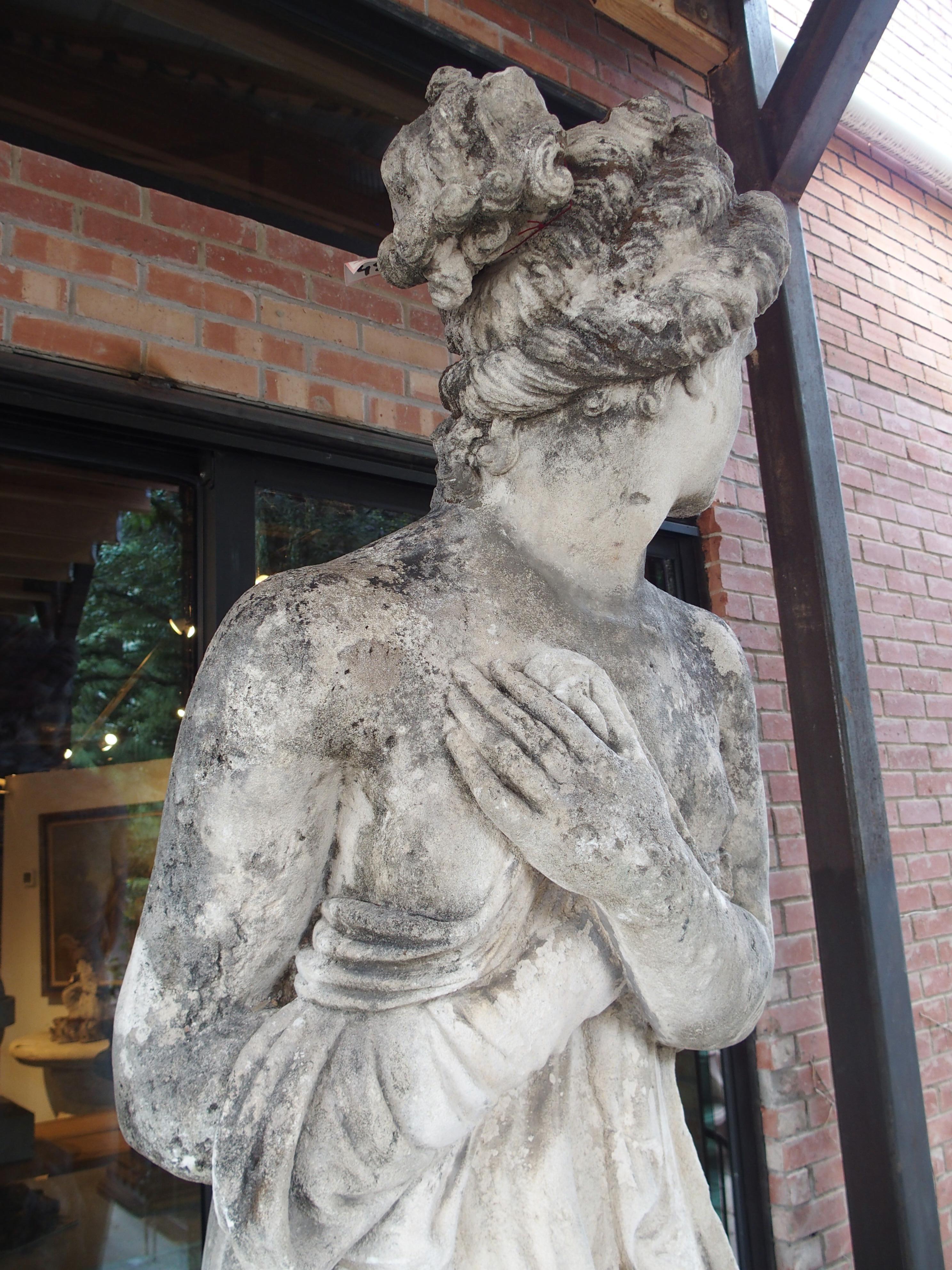 19th Century Large Carved Limestone Garden Statue from a Property in Nice, France, Circa 1860 For Sale