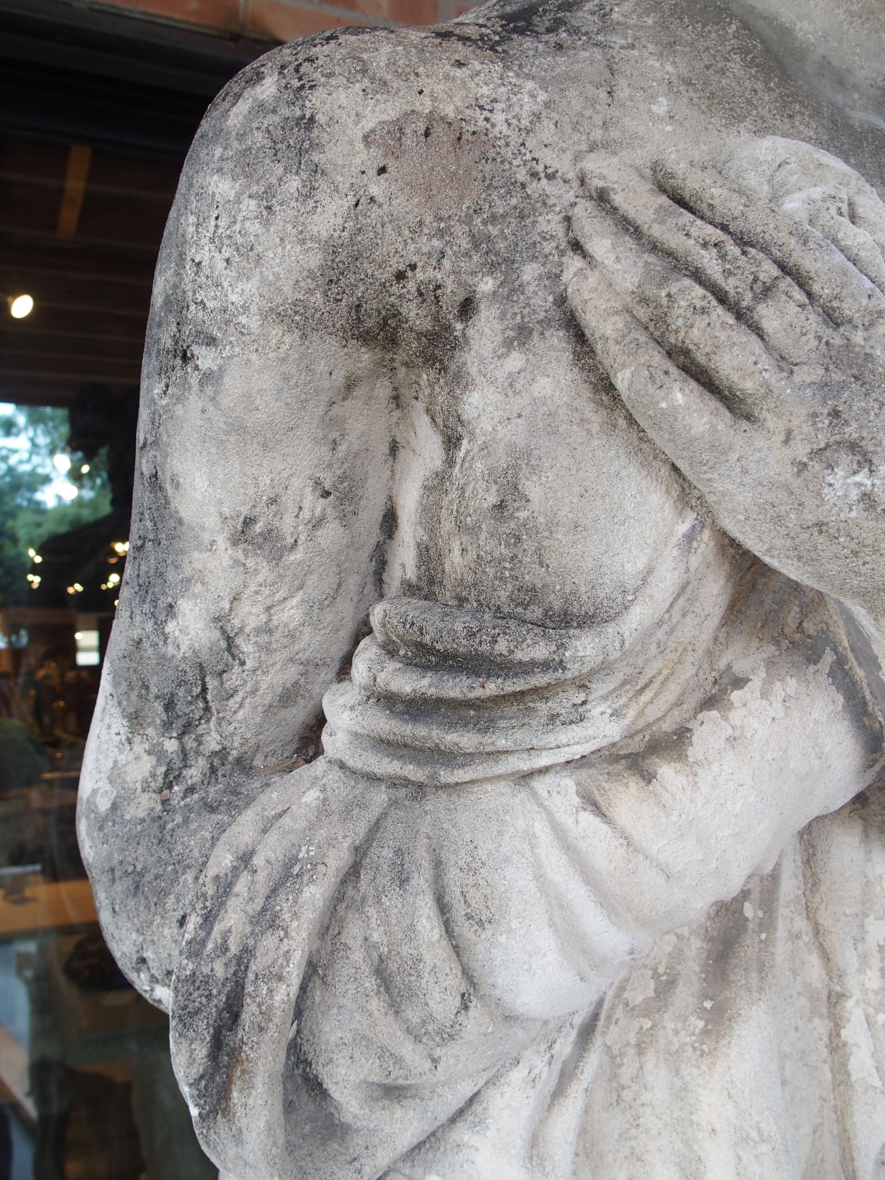 Large Carved Limestone Garden Statue from a Property in Nice, France, Circa 1860 For Sale 1