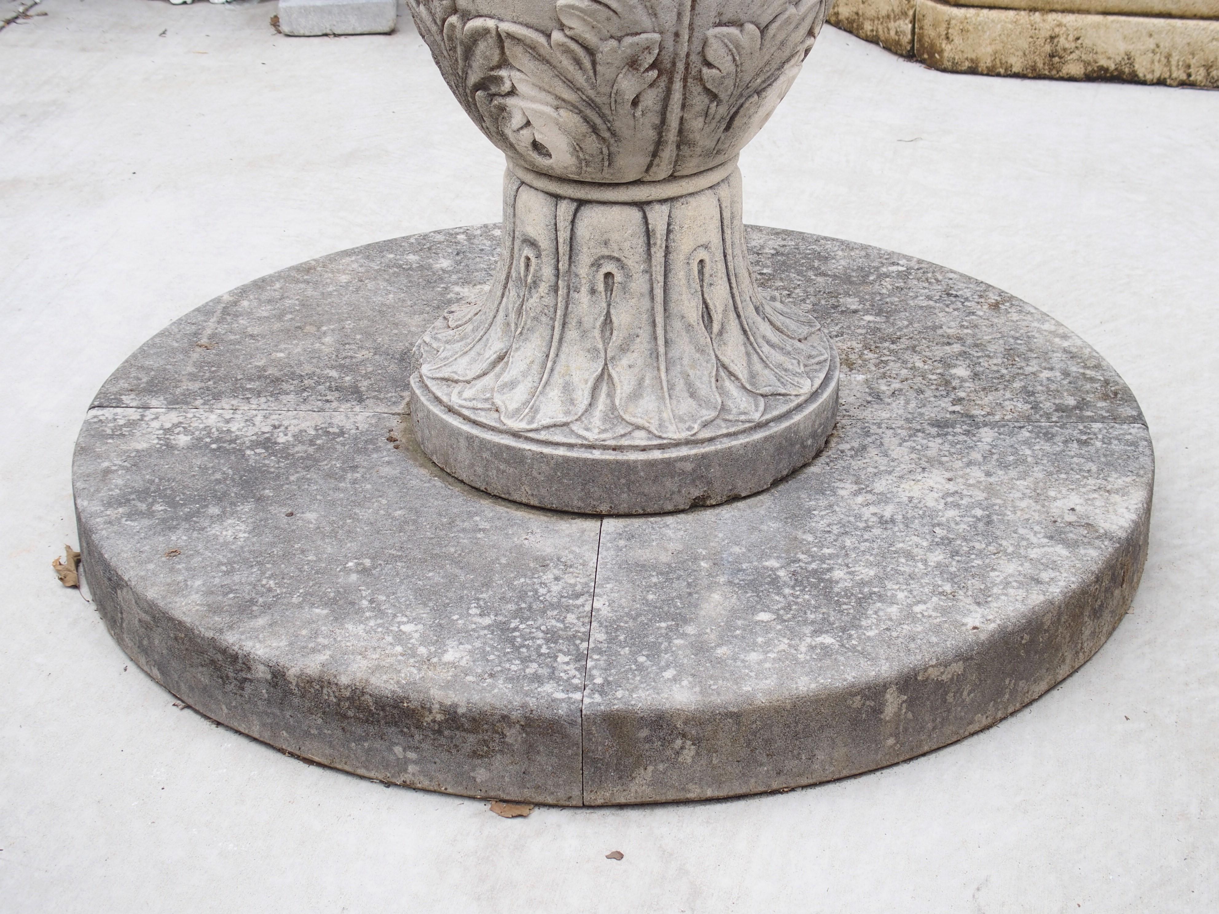 Hand-Carved Large Carved Limestone Sundial with Wrought Iron Armillary