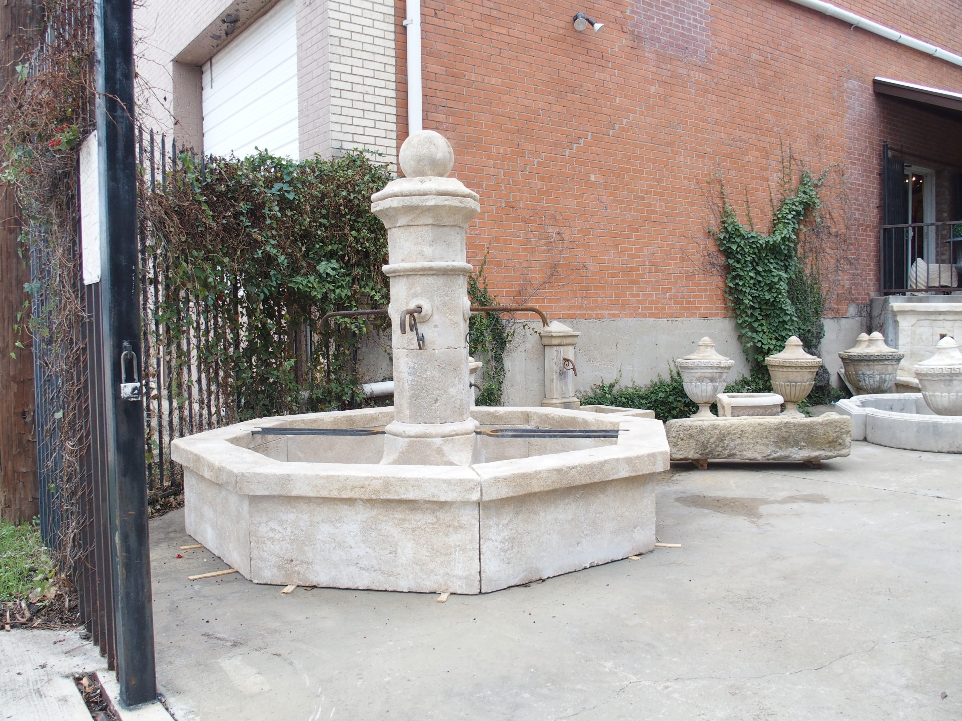 Large Carved Limestone Village Center Fountain from the South of France, 101 in. 2