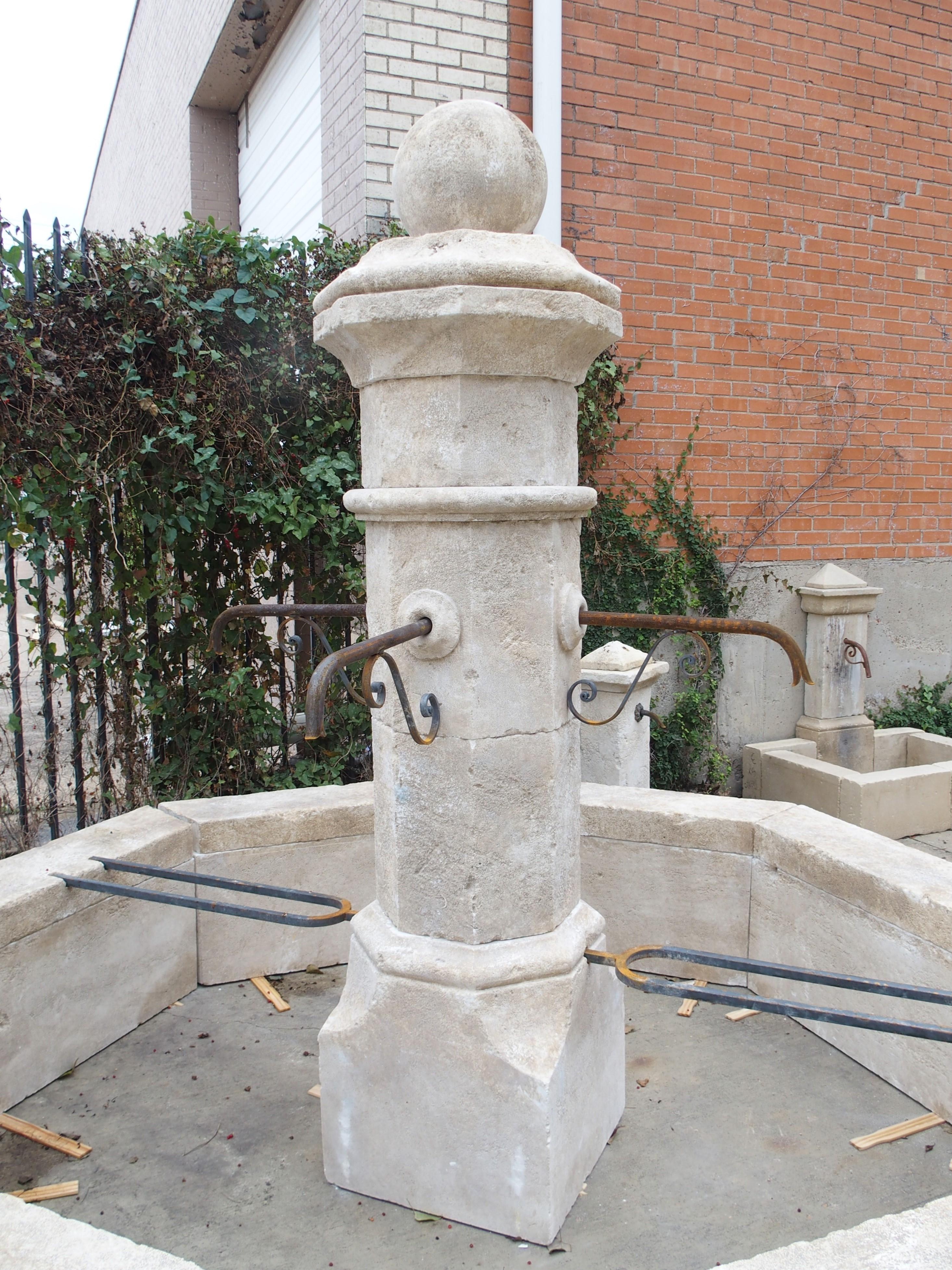 Large Carved Limestone Village Center Fountain from the South of France, 101 in. 4