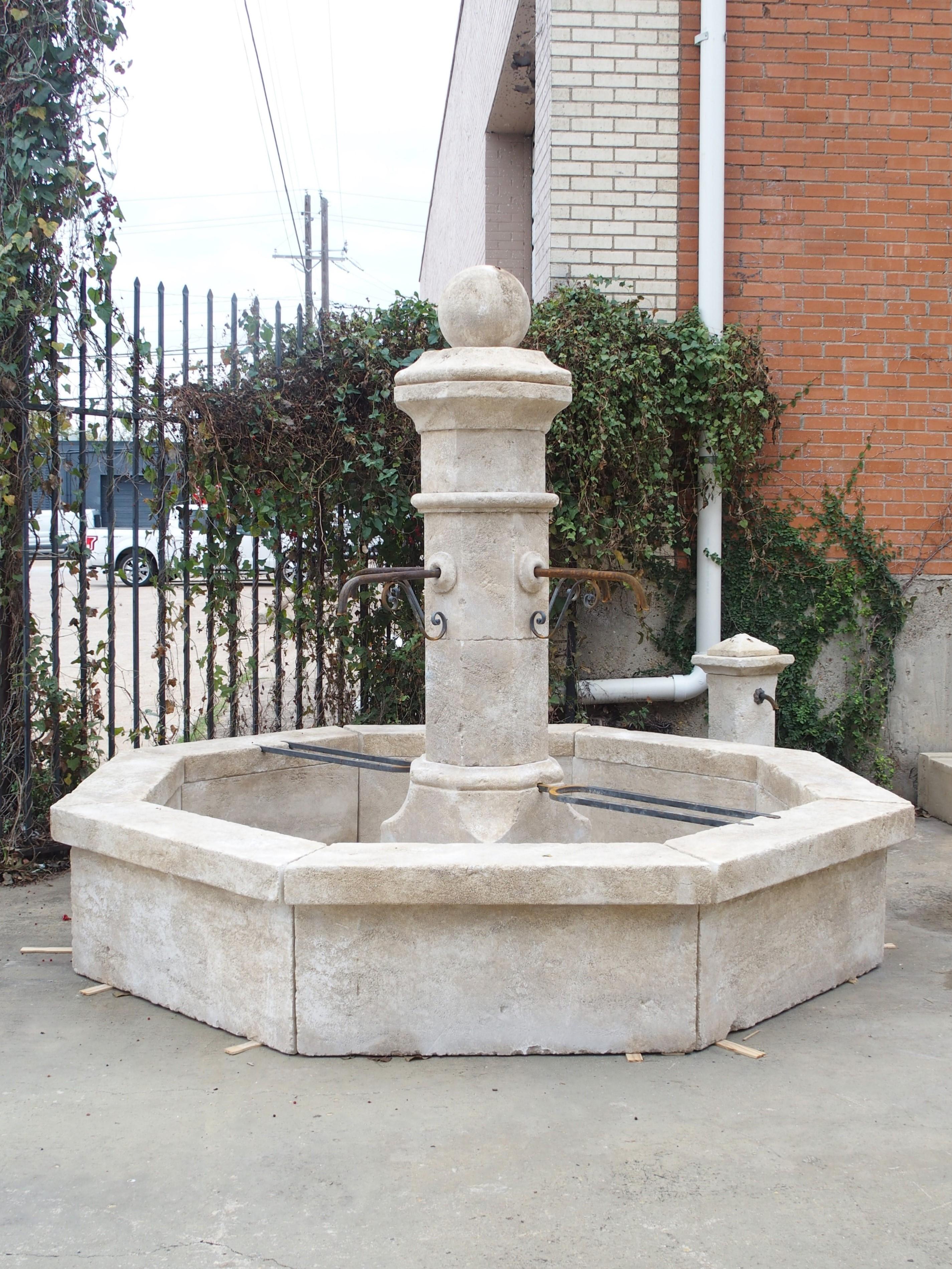 Large Carved Limestone Village Center Fountain from the South of France, 101 in. For Sale 9
