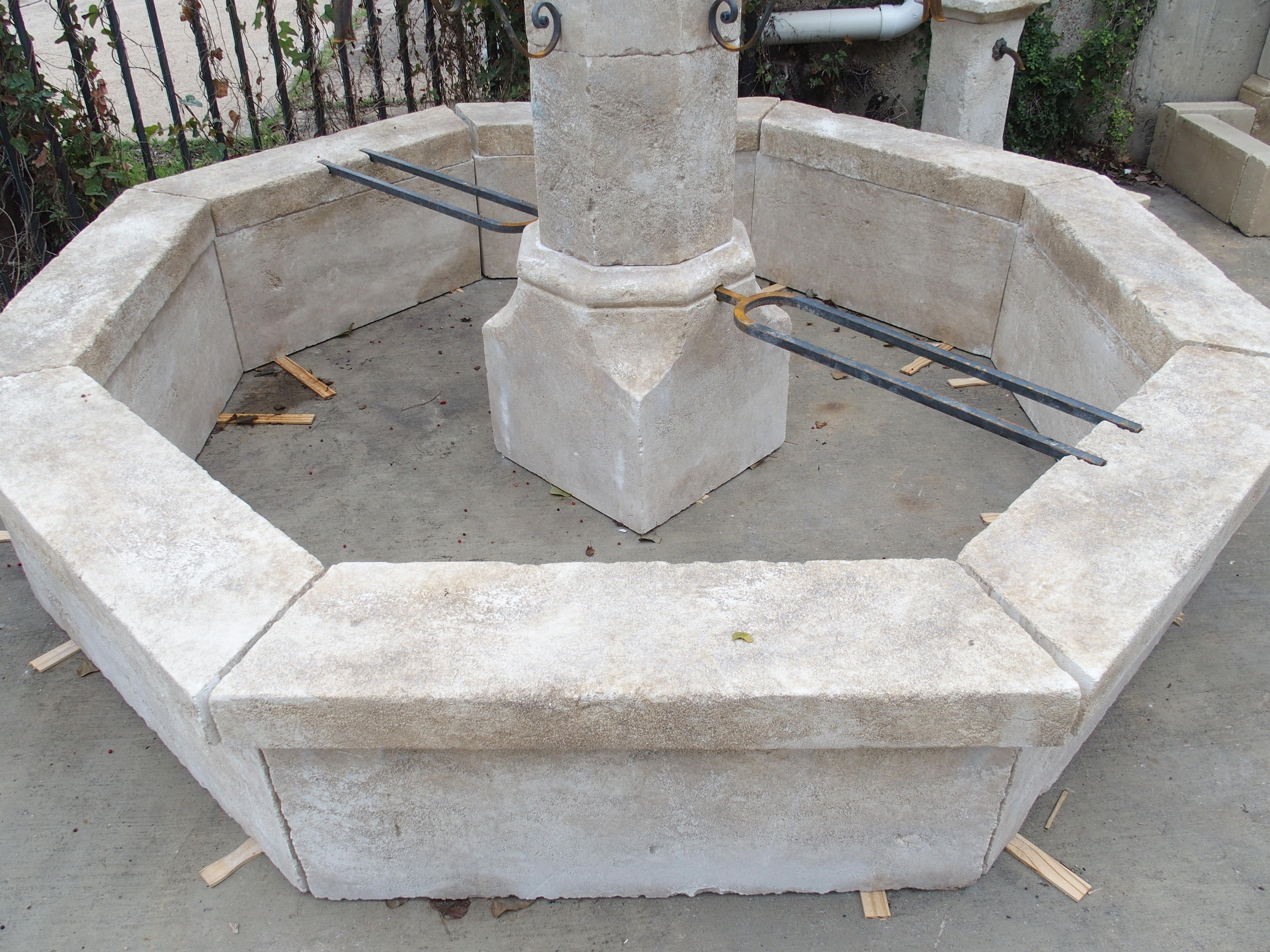 French Large Carved Limestone Village Center Fountain from the South of France, 101 in. For Sale