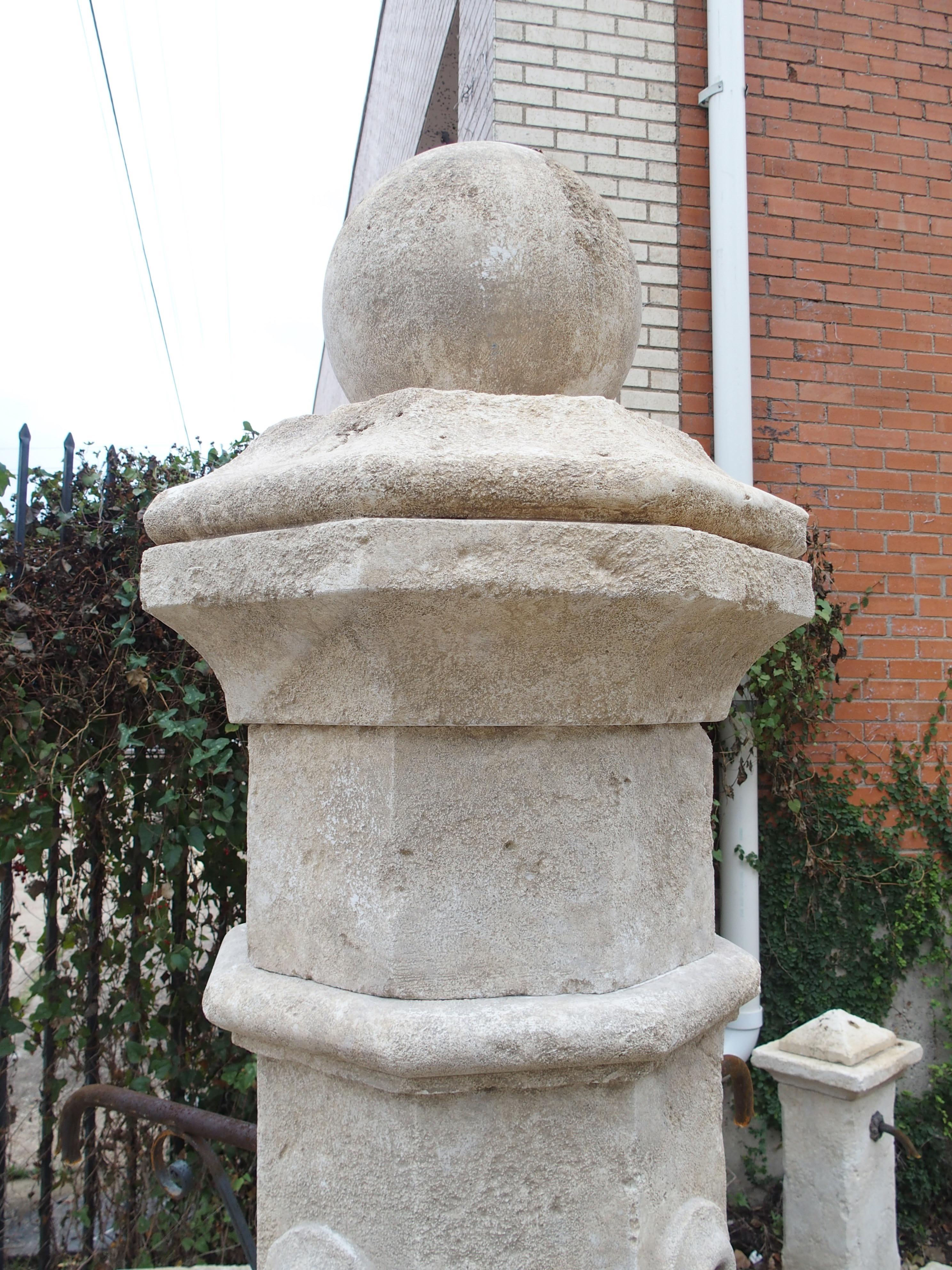 French Large Carved Limestone Village Center Fountain from the South of France, 101 in.