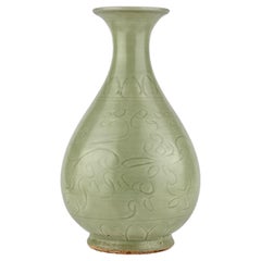 A Large Carved Longquan Celadon Yuhuchunping, Yuan-Ming Dynasty