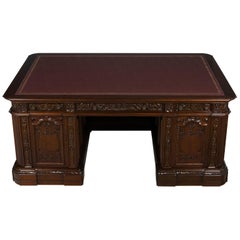 Large Carved Mahogany Reproduction Resolute Presidents Desk