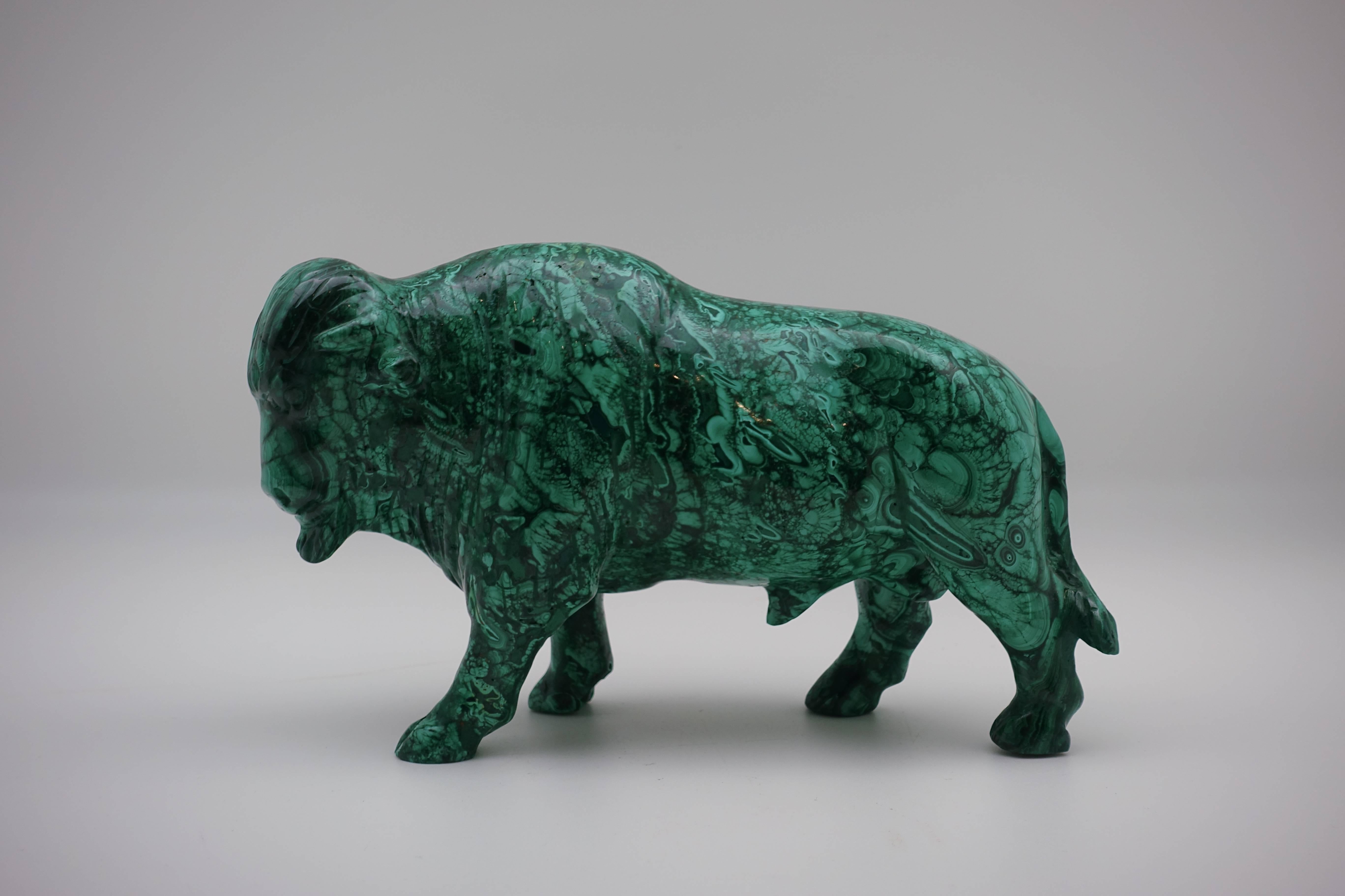 The malachite for this carving was sourced from the Congo where the finest quality of this mineral is currently found. Malachite from the 18th and 19th century was also sourced from Russia. Carvings, such as this, were typically brought back from