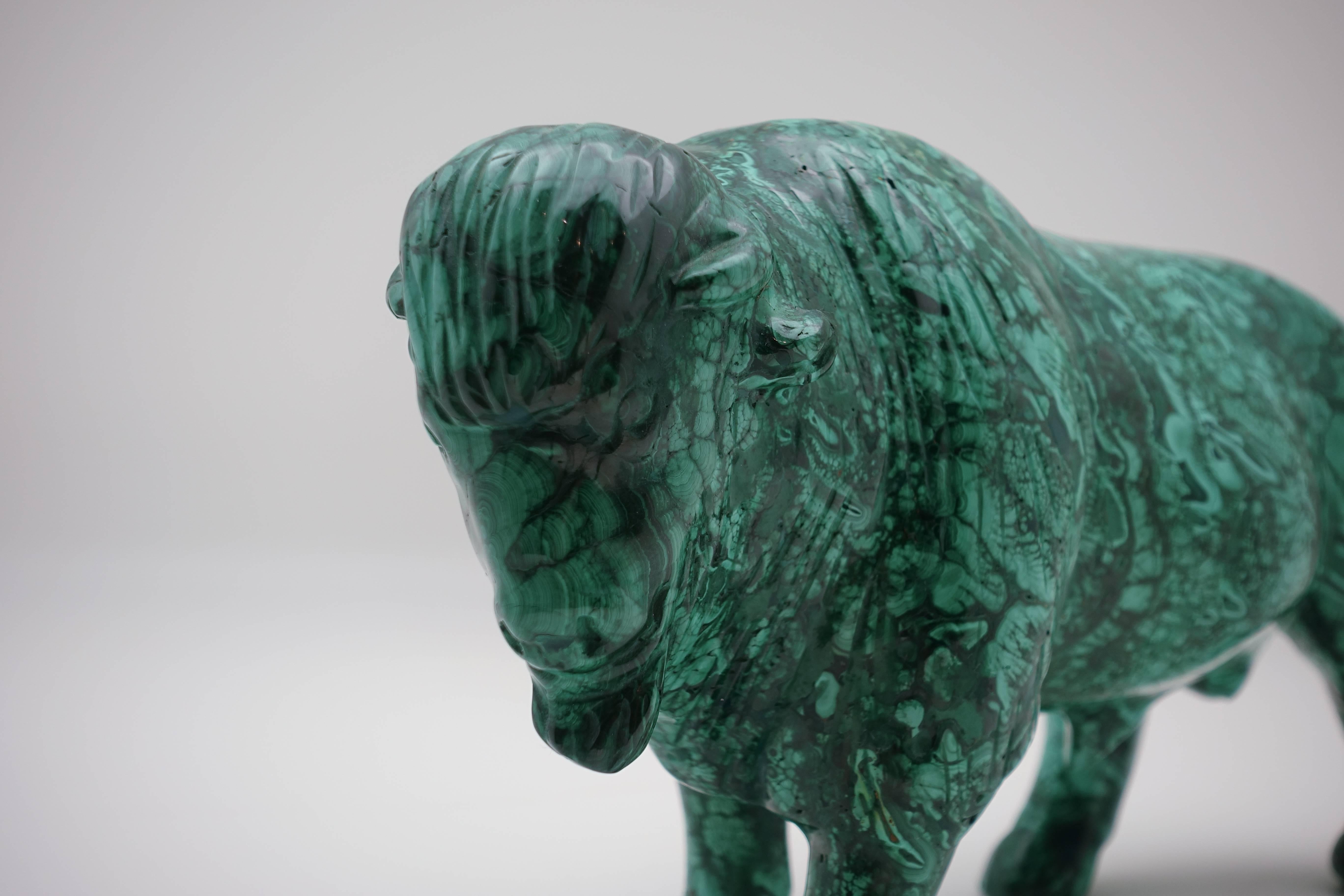 Hand-Carved Large Carved Malachite Water Buffalo