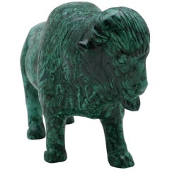 Large Carved Malachite Water Buffalo