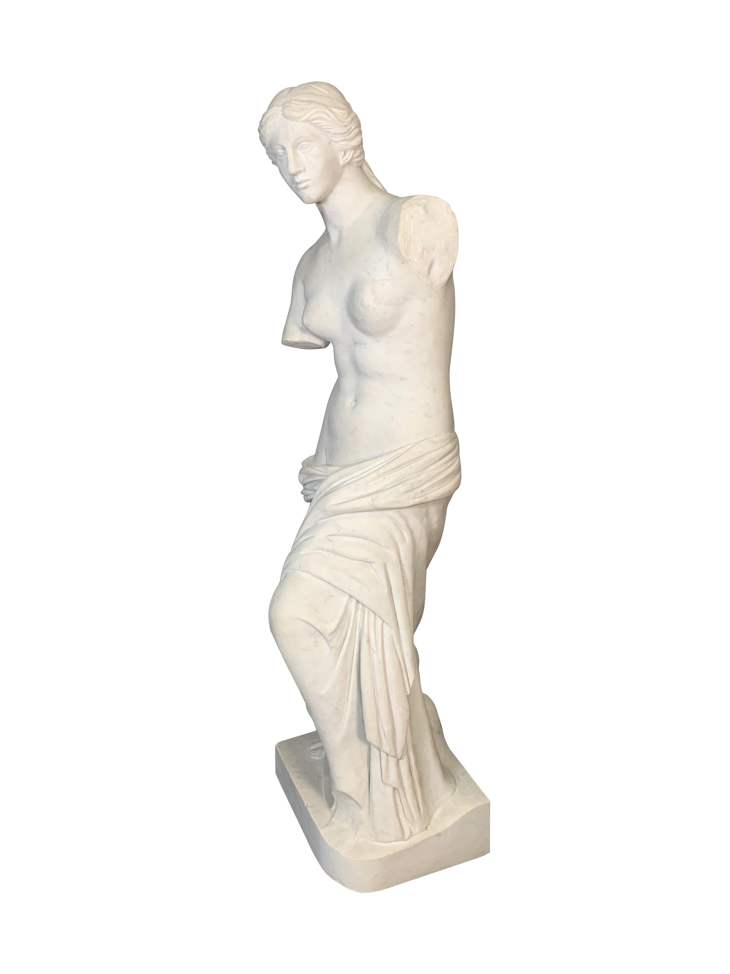 Classical Greek A Large Italian Carved White Marble Figure of Venus De Milo For Sale