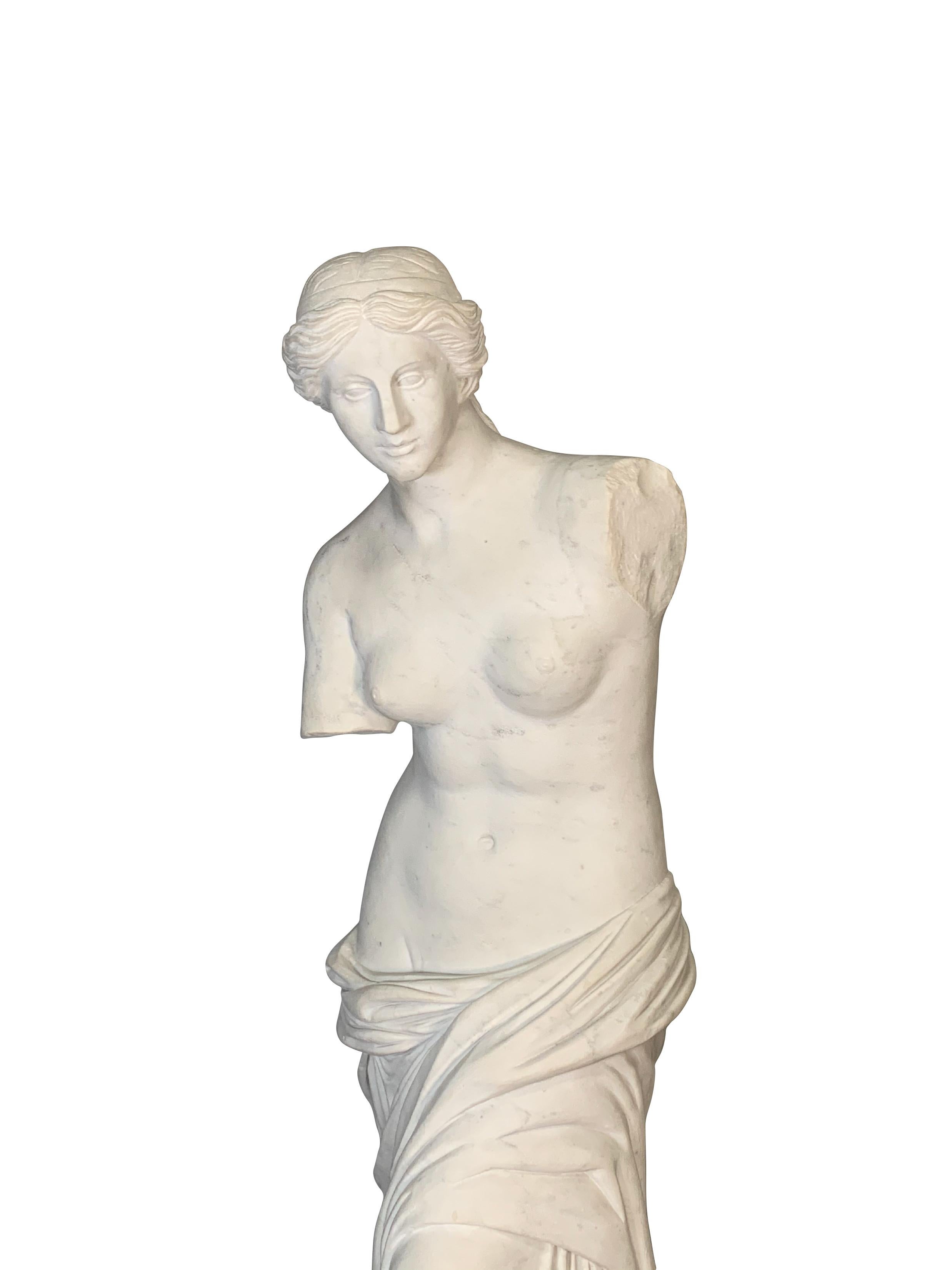 Hand-Carved A Large Italian Carved White Marble Figure of Venus De Milo For Sale
