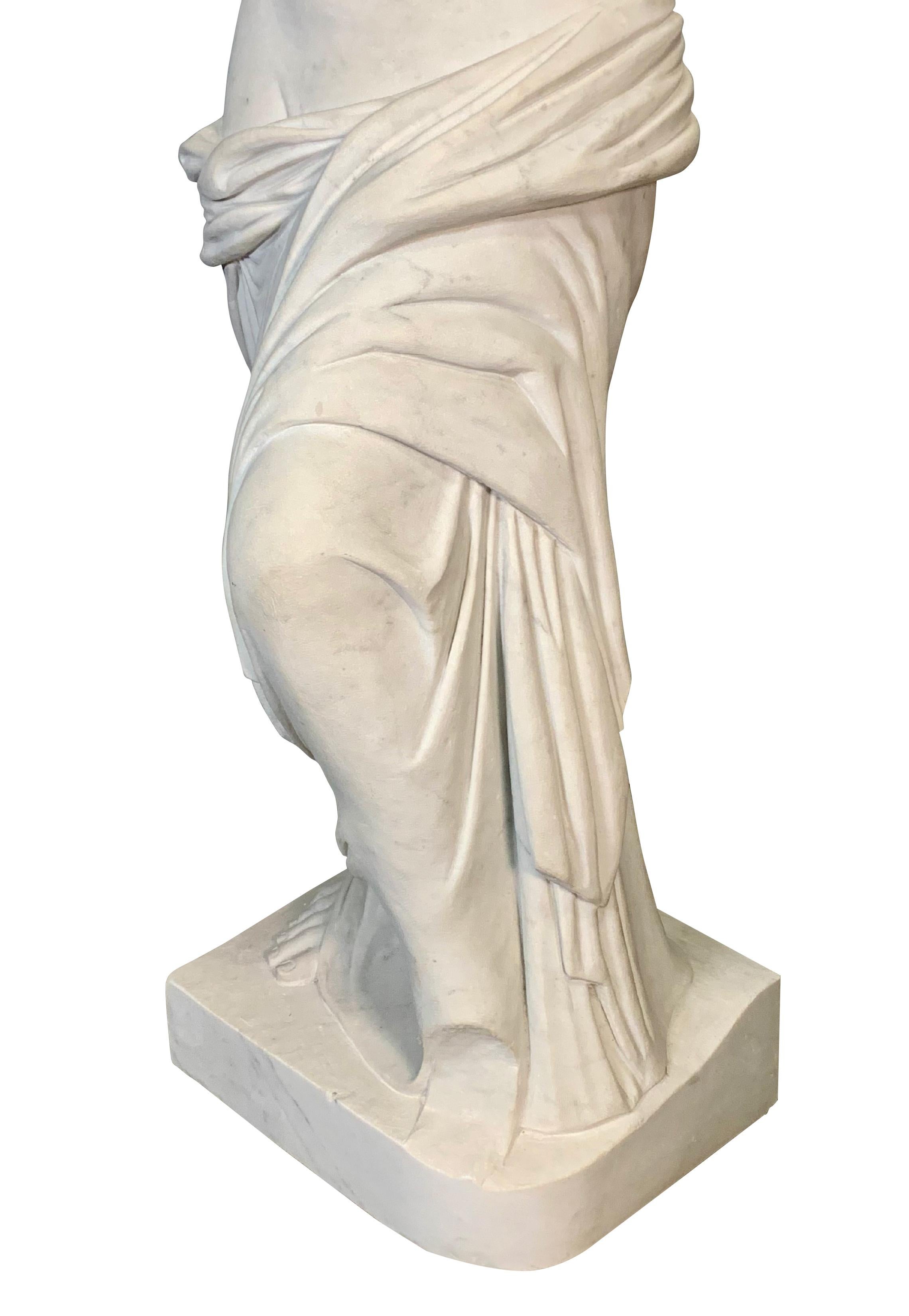 A Large Italian Carved White Marble Figure of Venus De Milo In Excellent Condition For Sale In Los Angeles, CA
