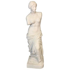 A Large Italian Carved White Marble Figure of Venus De Milo