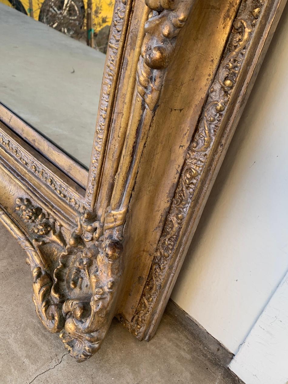 20th Century Large Carved Mirror with Gold Gilded Frame