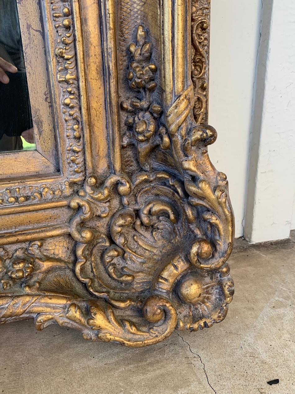 Wood Large Carved Mirror with Gold Gilded Frame