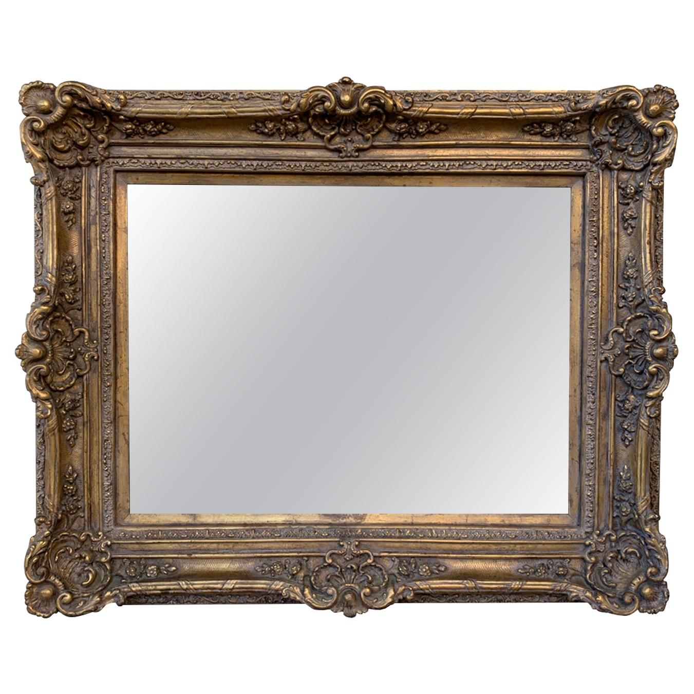 Large Carved Mirror with Gold Gilded Frame
