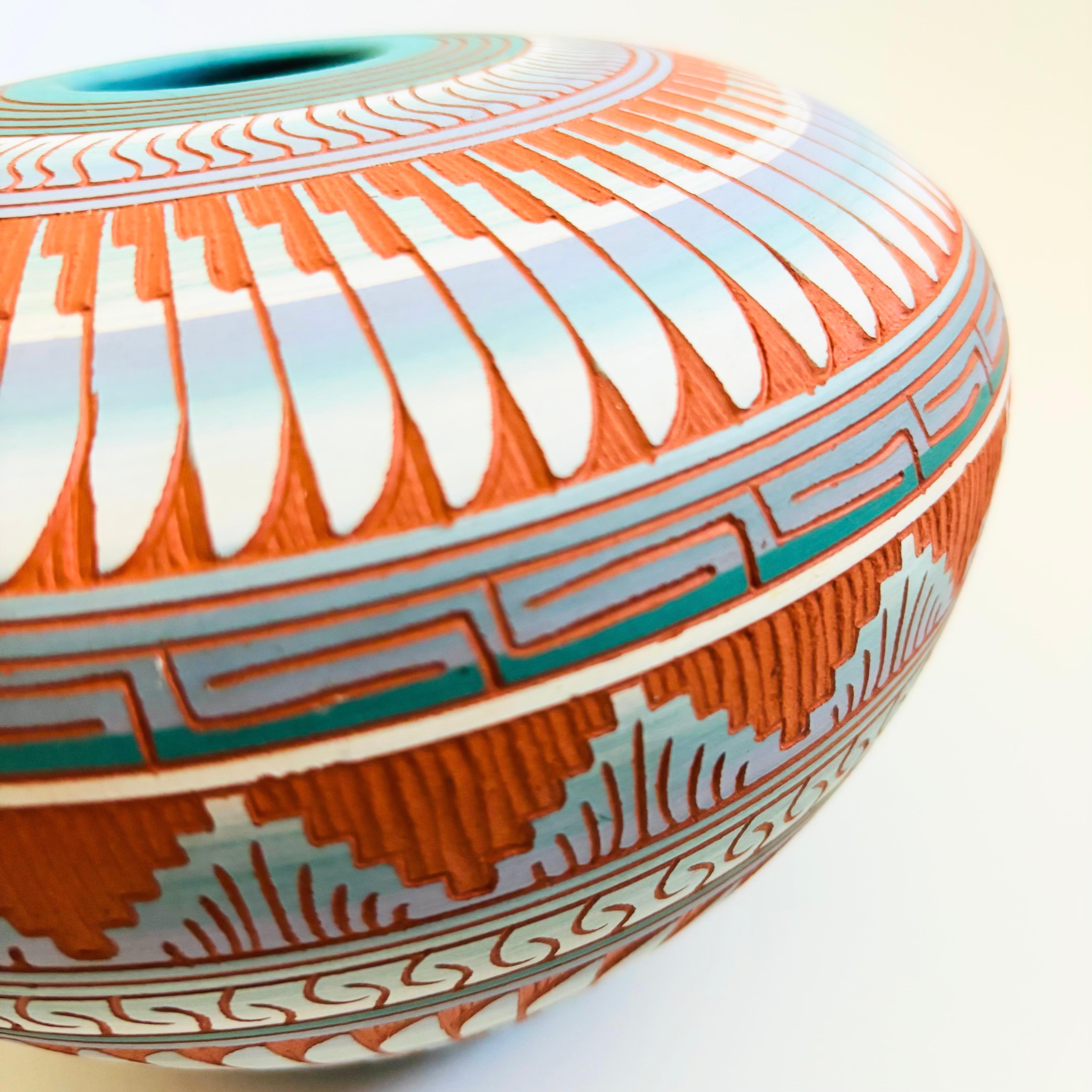 American Large Carved Navajo Vase
