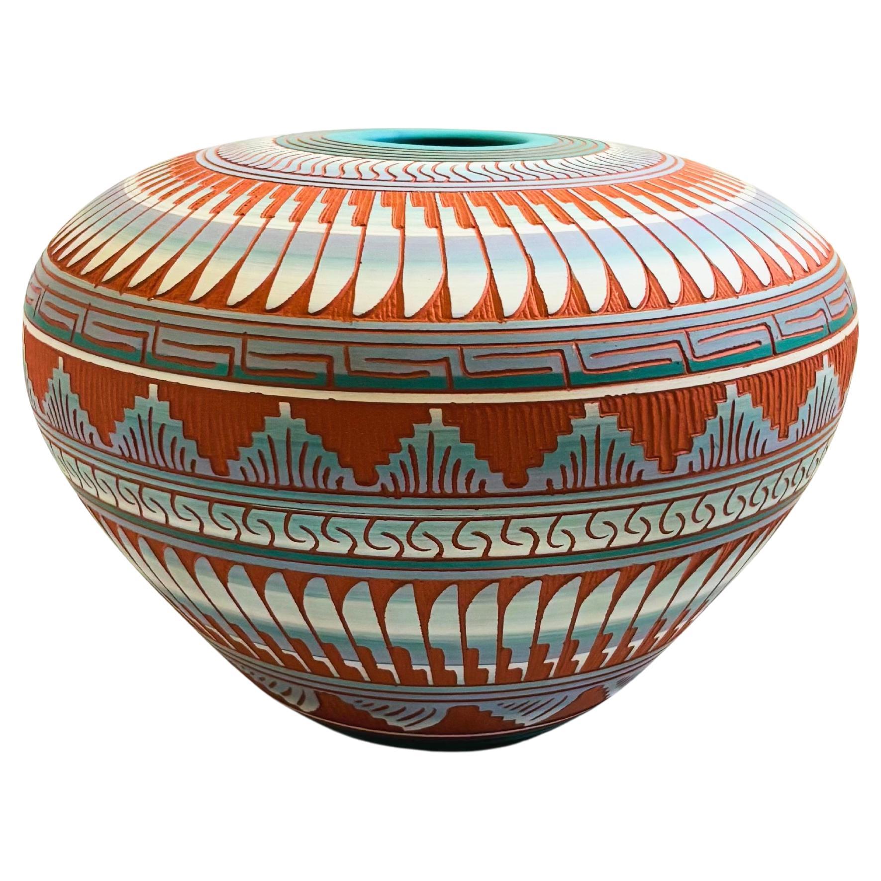 Large Carved Navajo Vase