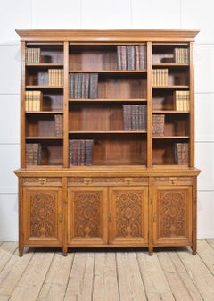 Large carved oak bookcase
