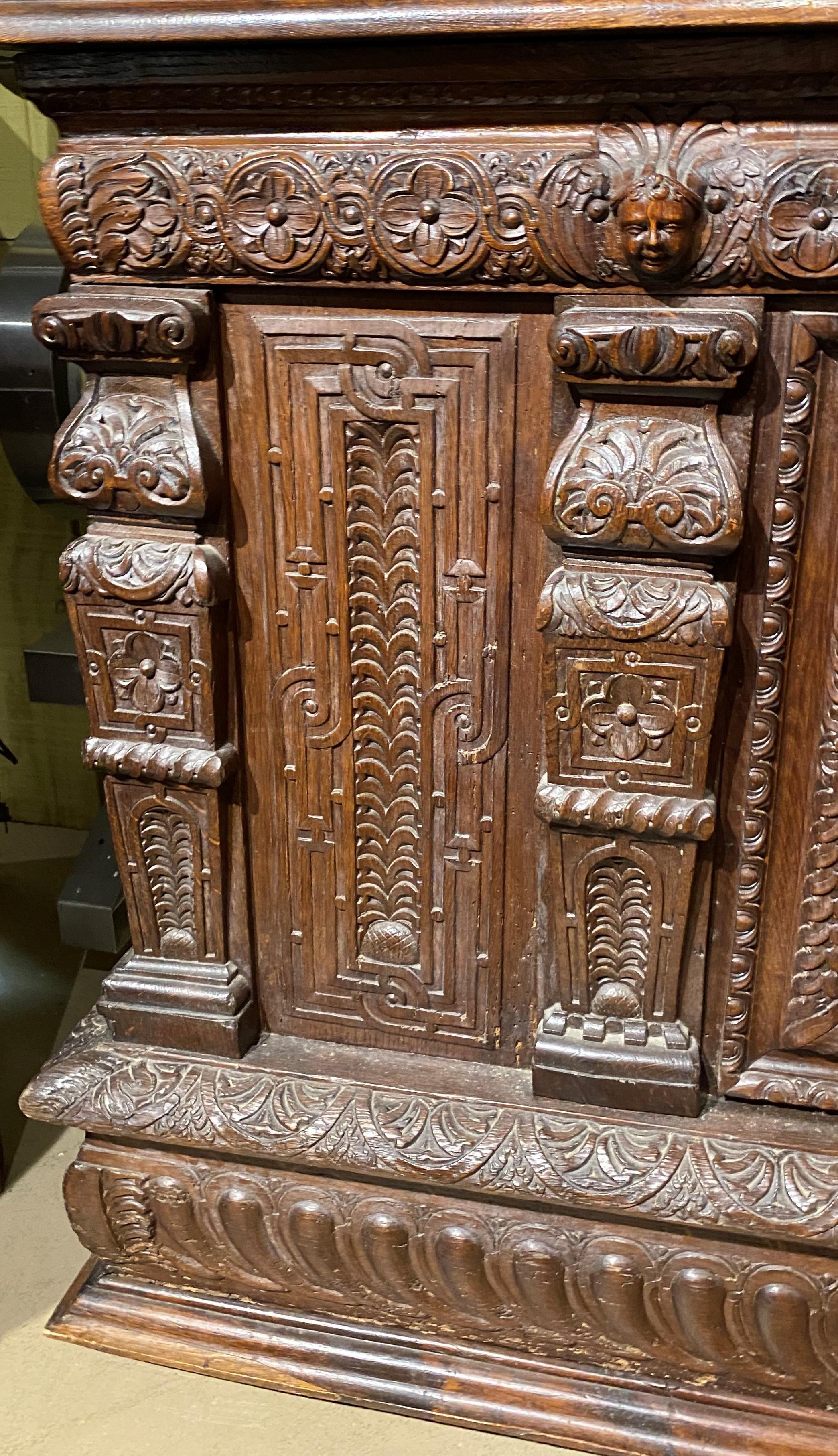 Large Carved Oak Coffer or Chest, Probably 18th Century For Sale at 1stDibs