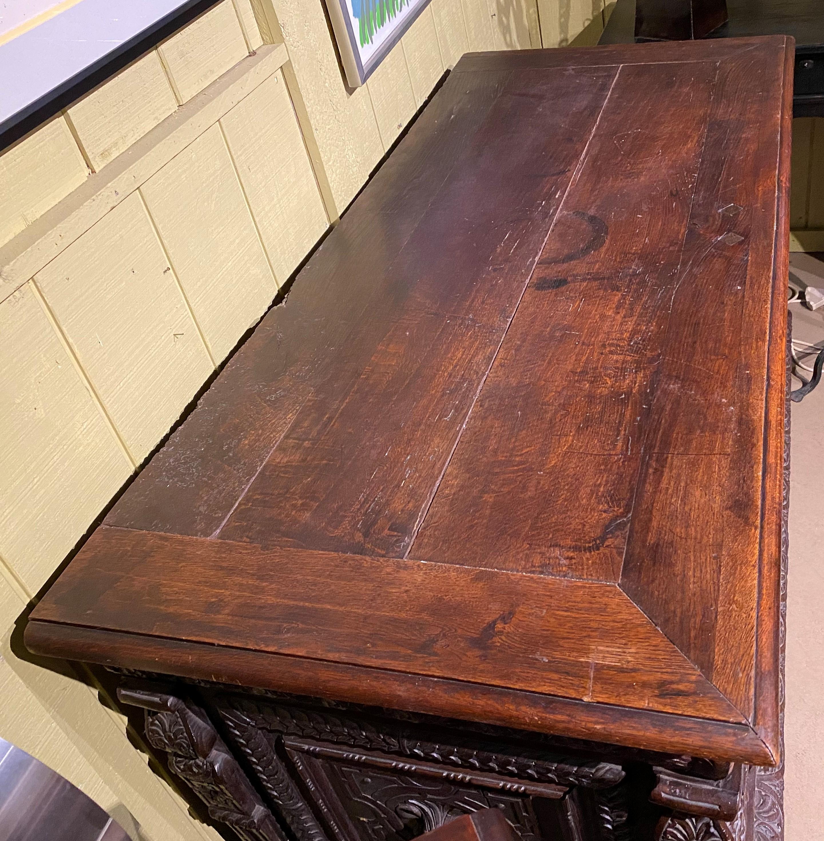 Large Carved Oak Coffer or Chest, Probably 18th Century For Sale at 1stDibs