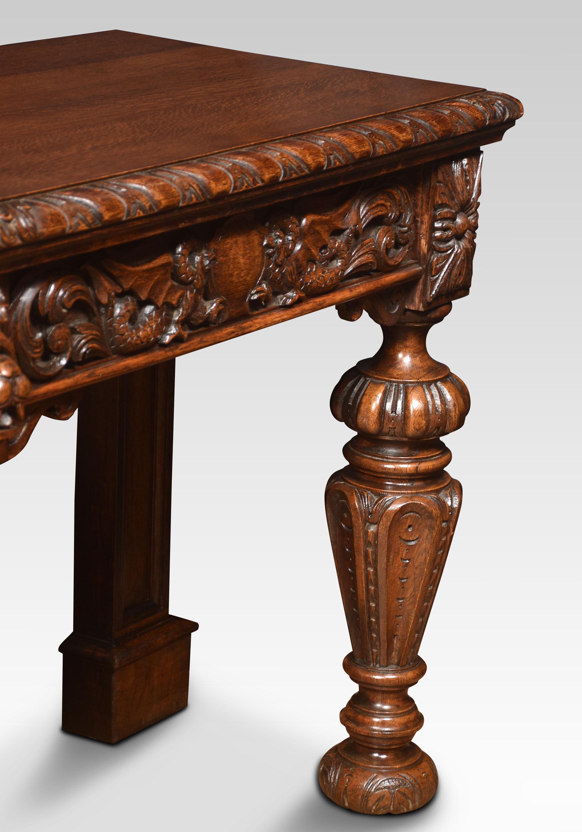 Large Carved Oak Console Table 5