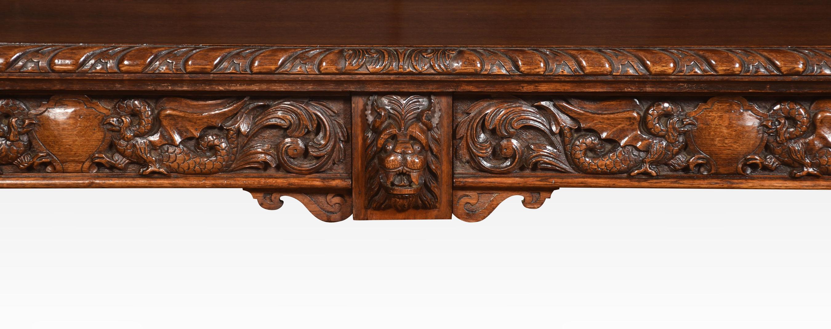 Large Carved Oak Console Table 7
