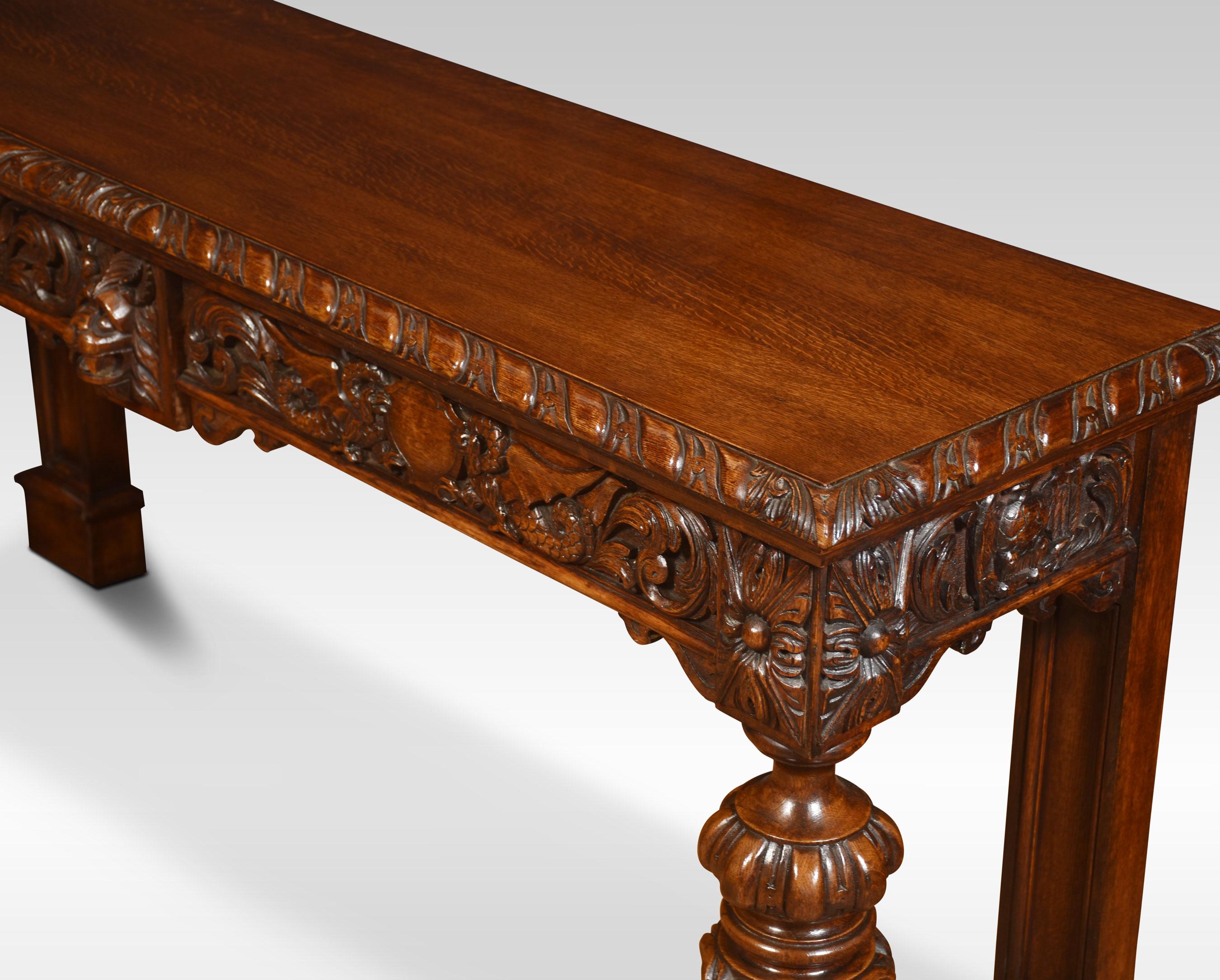 British Large Carved Oak Console Table
